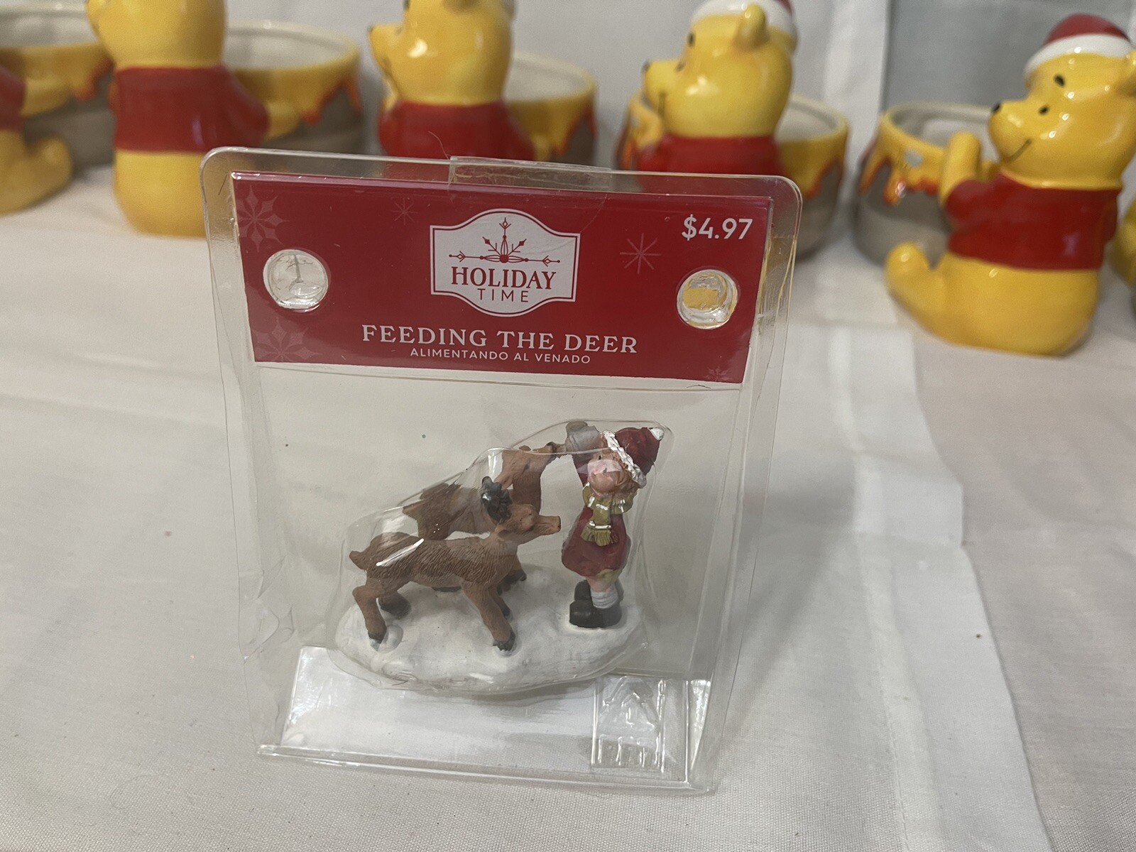 Holiday Time Christmas Village Accessory Feeding The Deer Cute RARE WM Exclusive