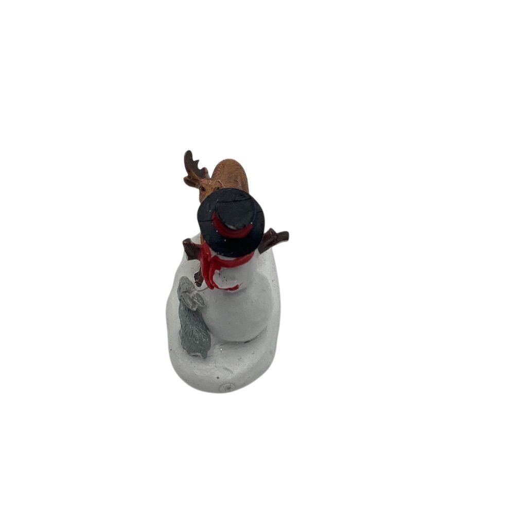 Christmas Village Figurine “Snack Time” Snowman & Reindeer Scene
