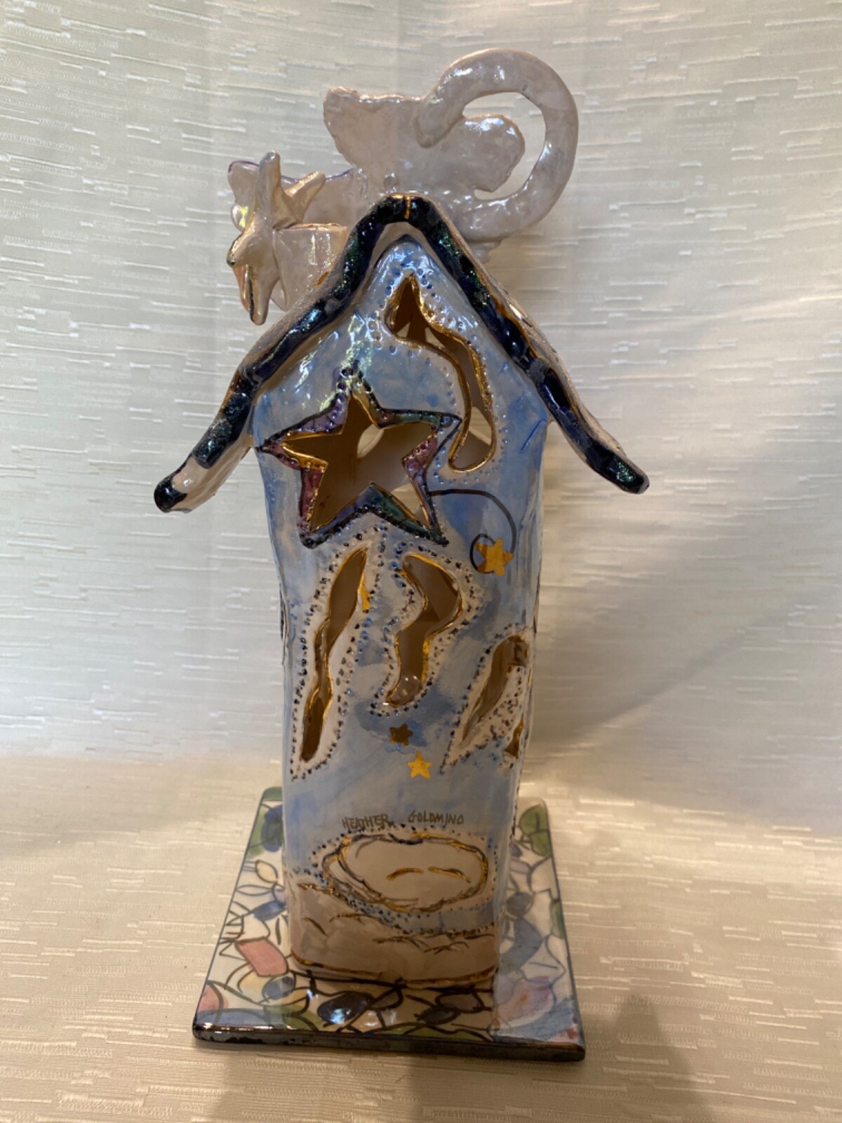 Blue Sky Clayworks Heather Goldminc Royal Collection Tea Light Angel House 12.75