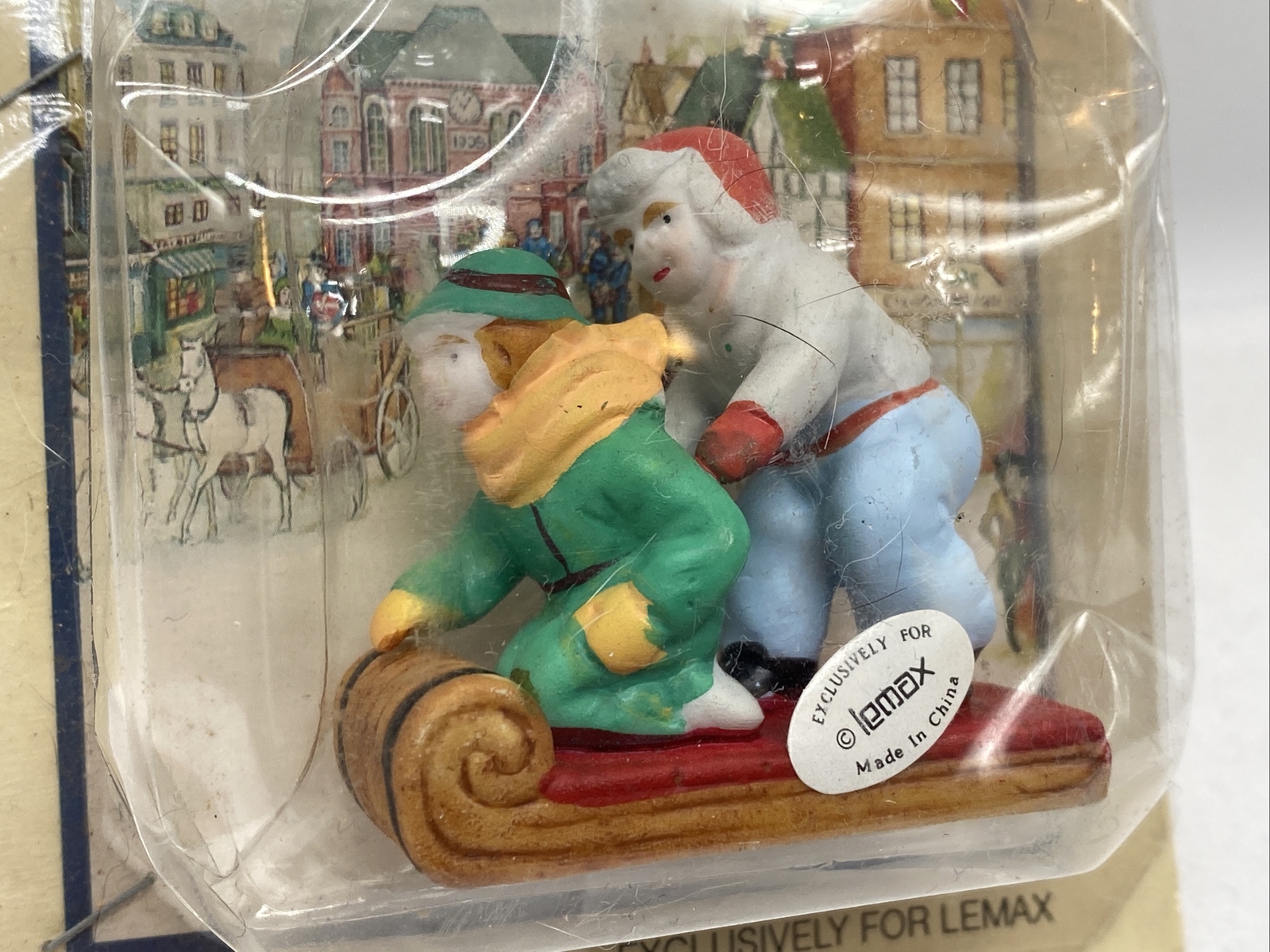 Dickens LEMAX EXCL Collectables Christmas Village Accessory BOY GIRL SLED F40