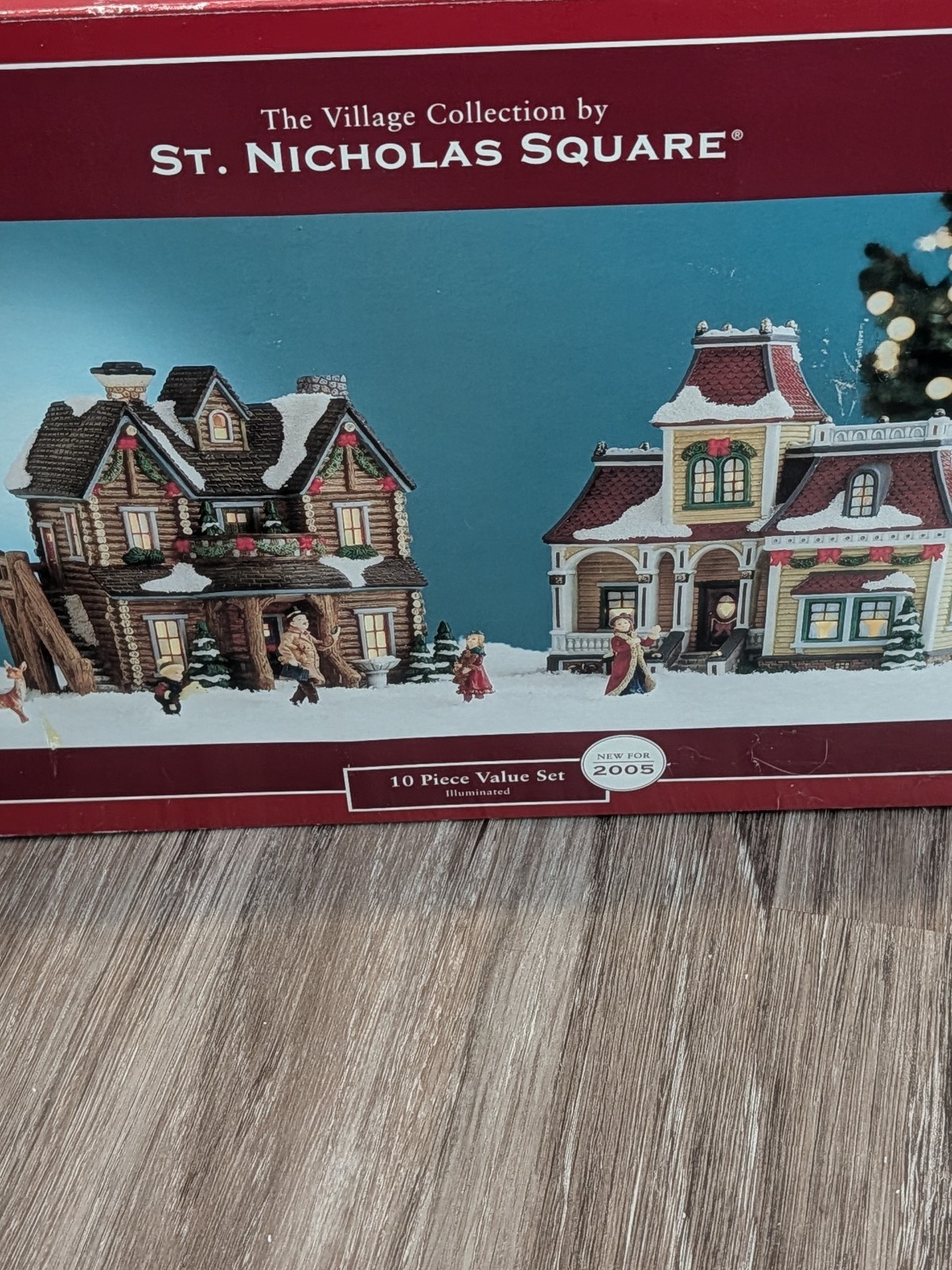St. Nicholas Square Christmas Village Collection 10 Piece Set Illuminated 2005