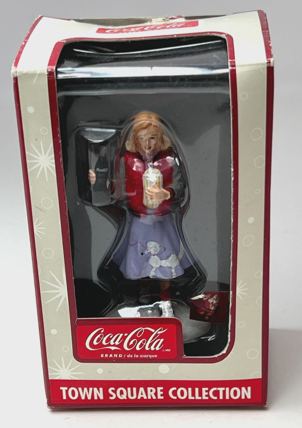 2003 Coca-Cola Town Square Collection Girl in Poodle Skirt w/Popcorn & Coke