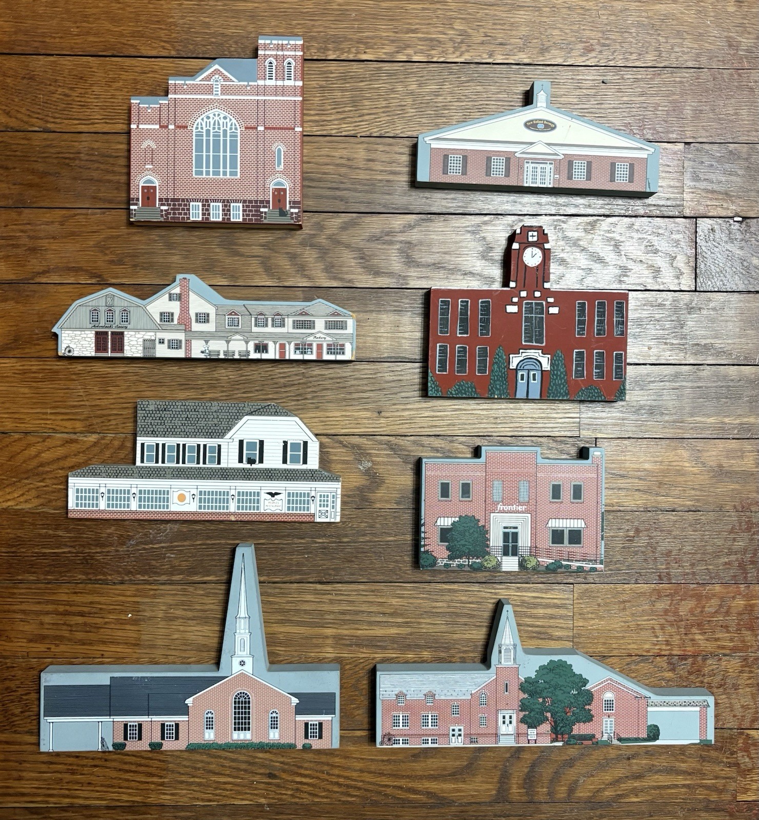 Lot of 8 Wooden Shelf Sitters 1990s New Holland+Nearby PA Bldgs Church, School+