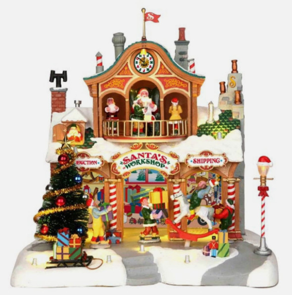 Lemax Santa’s Workshop Sights and Sounds Animated Christmas Village 35558 NEW
