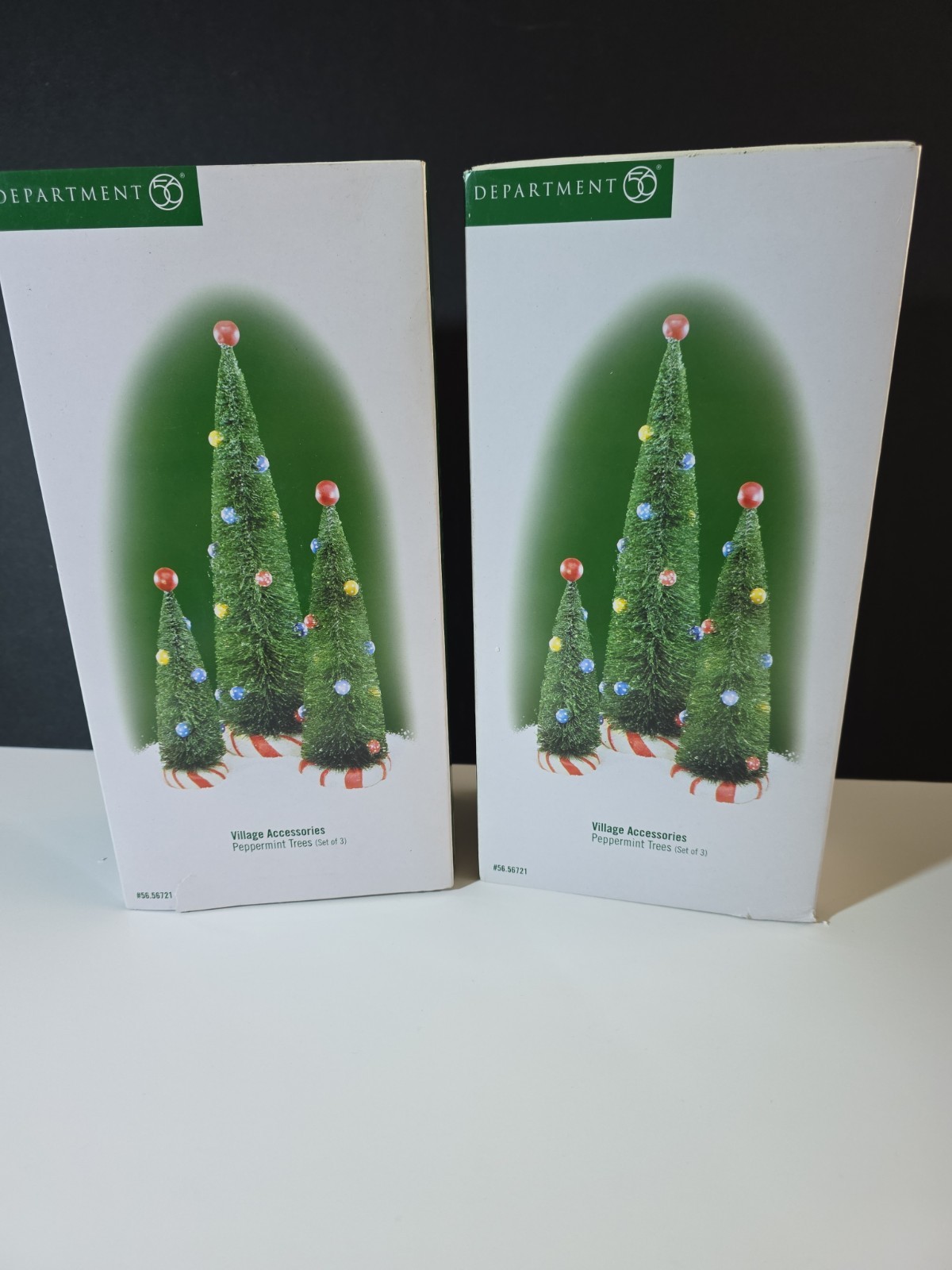 Two Boxes Department 56 PEPPERMINT TREES Village Acc #56721. 6 Trees Total. New