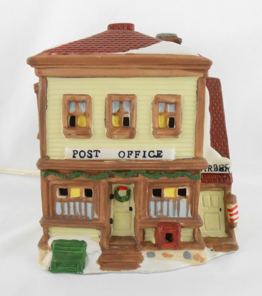 Dickens Collectables Post Office Hand Painted Porcelain Lighted Holiday Display