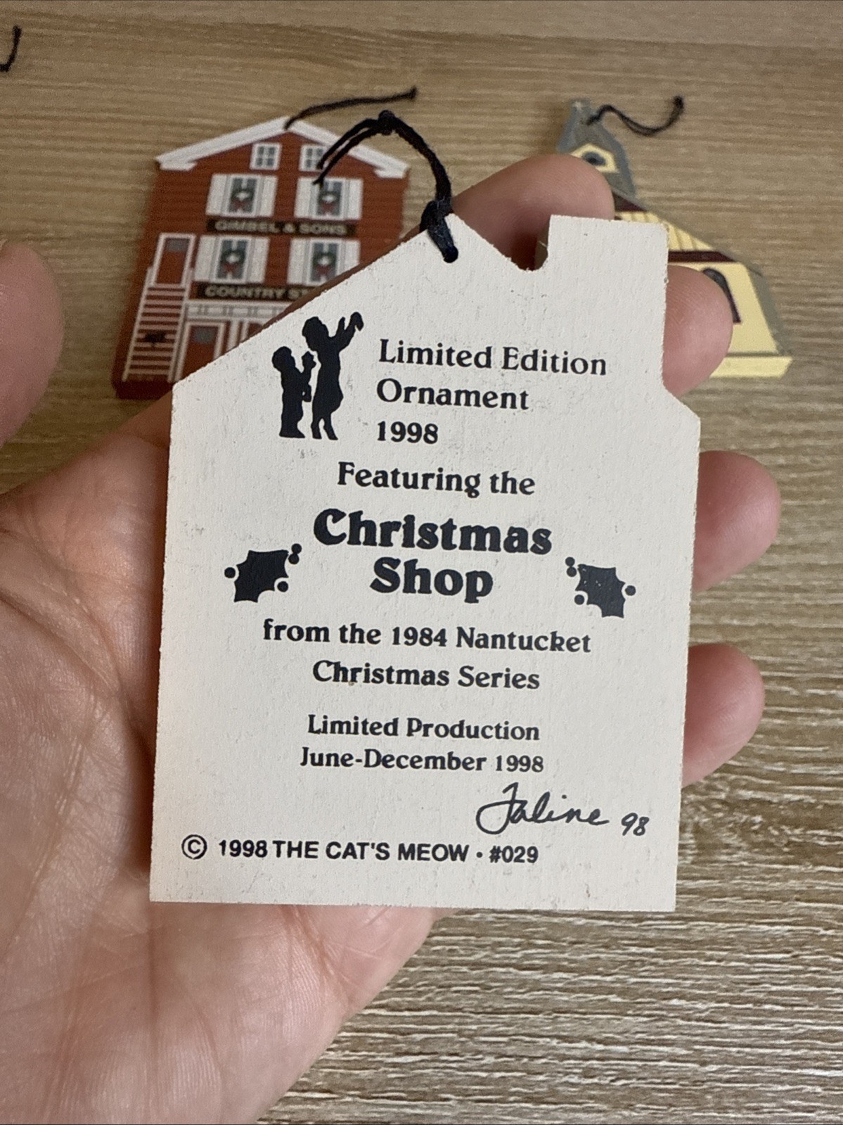 Lot Of 7 The Cats Meow Wooden Ornaments Houses, Christmas Shop, Country Store