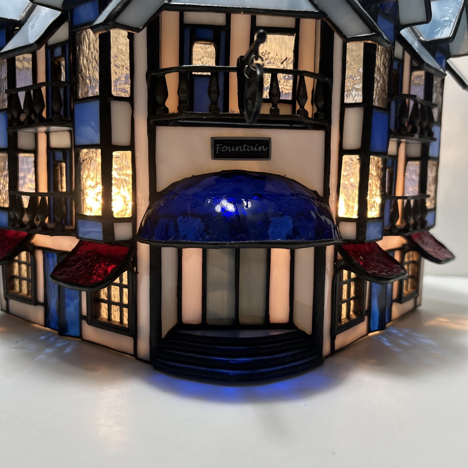 Forma Vitrum “Thompson’s Drug Store” lighted stained glass building Limited Ed
