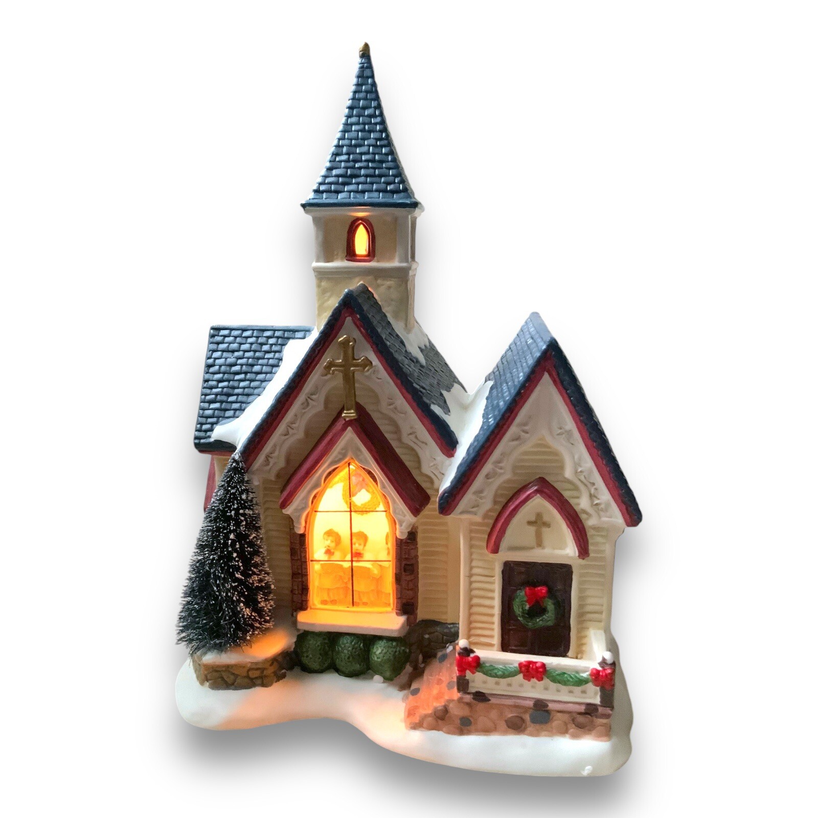 Christmas Holiday House Lighted Porcelain Church 12” Boys Choir Window Rite Aid