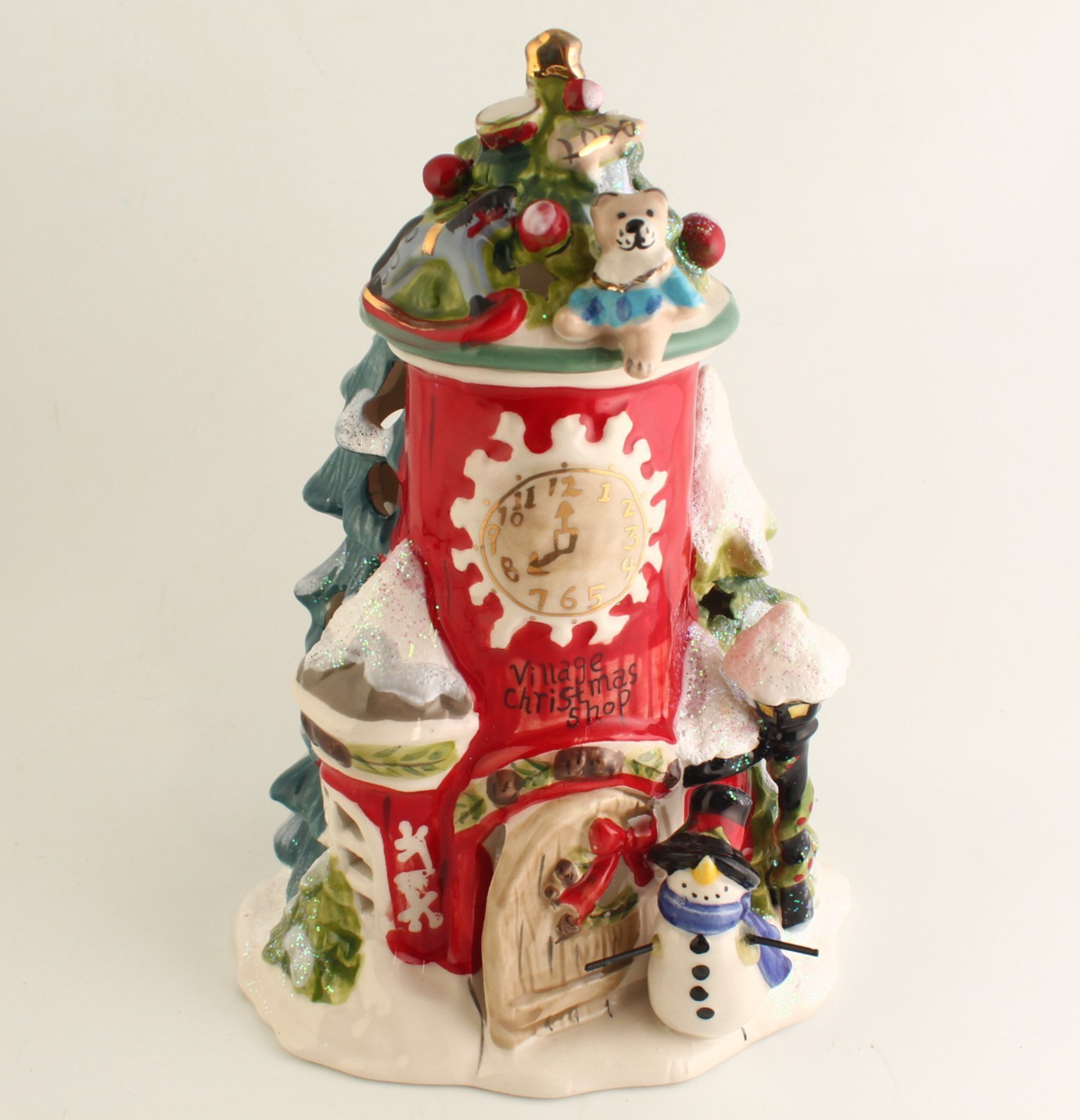 Heather Goldminc Blue Sky Clayworks Village Christmas Shop Tea Light Candle 2012