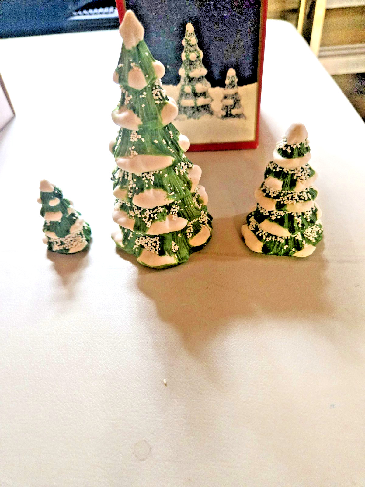 Dickens Collectibles Porcelain Tree Set of 3 Hand Painted