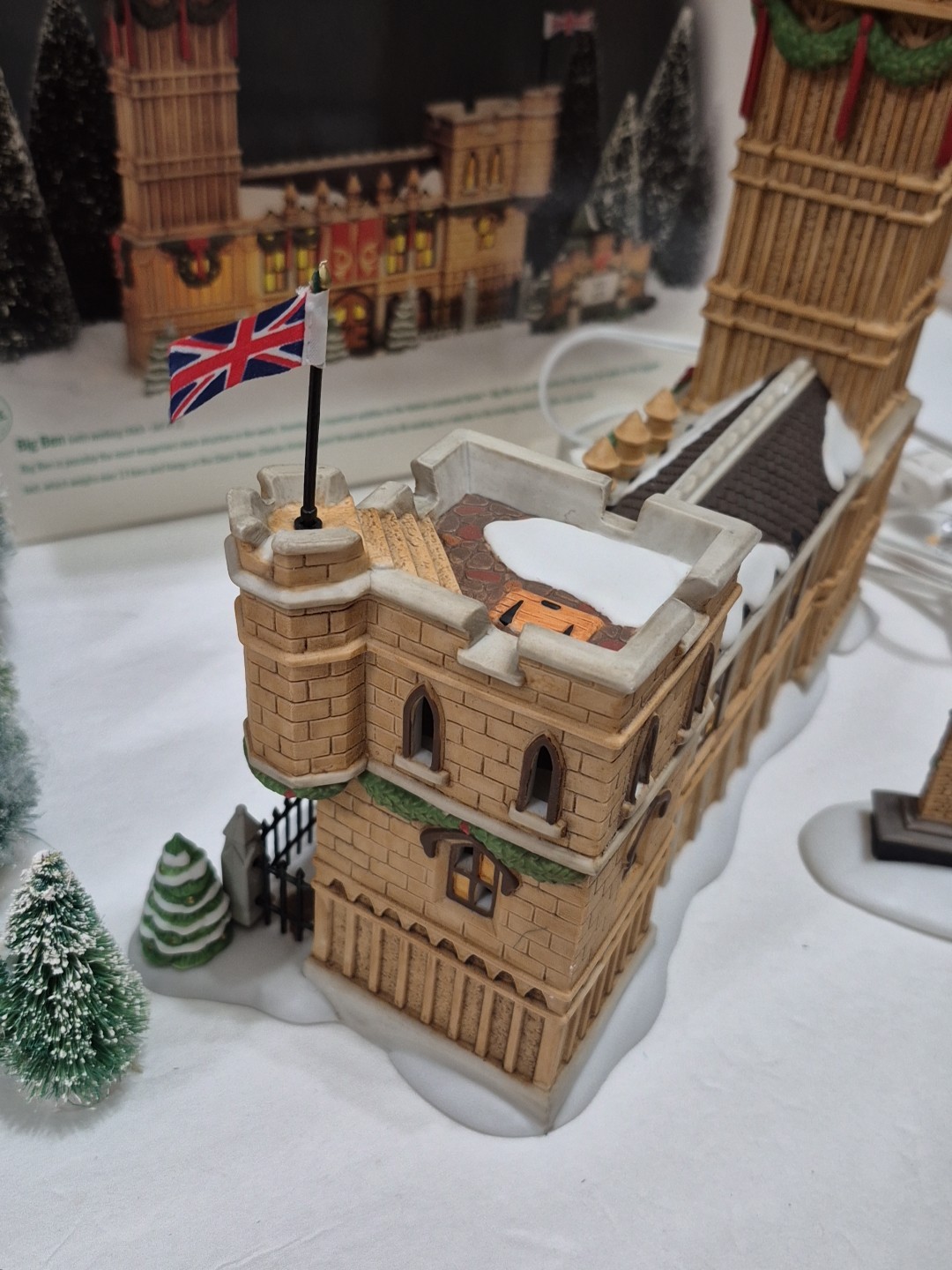 Department 56 Dickens Village “Big Ben” In Original Box With Light & Trees 58341
