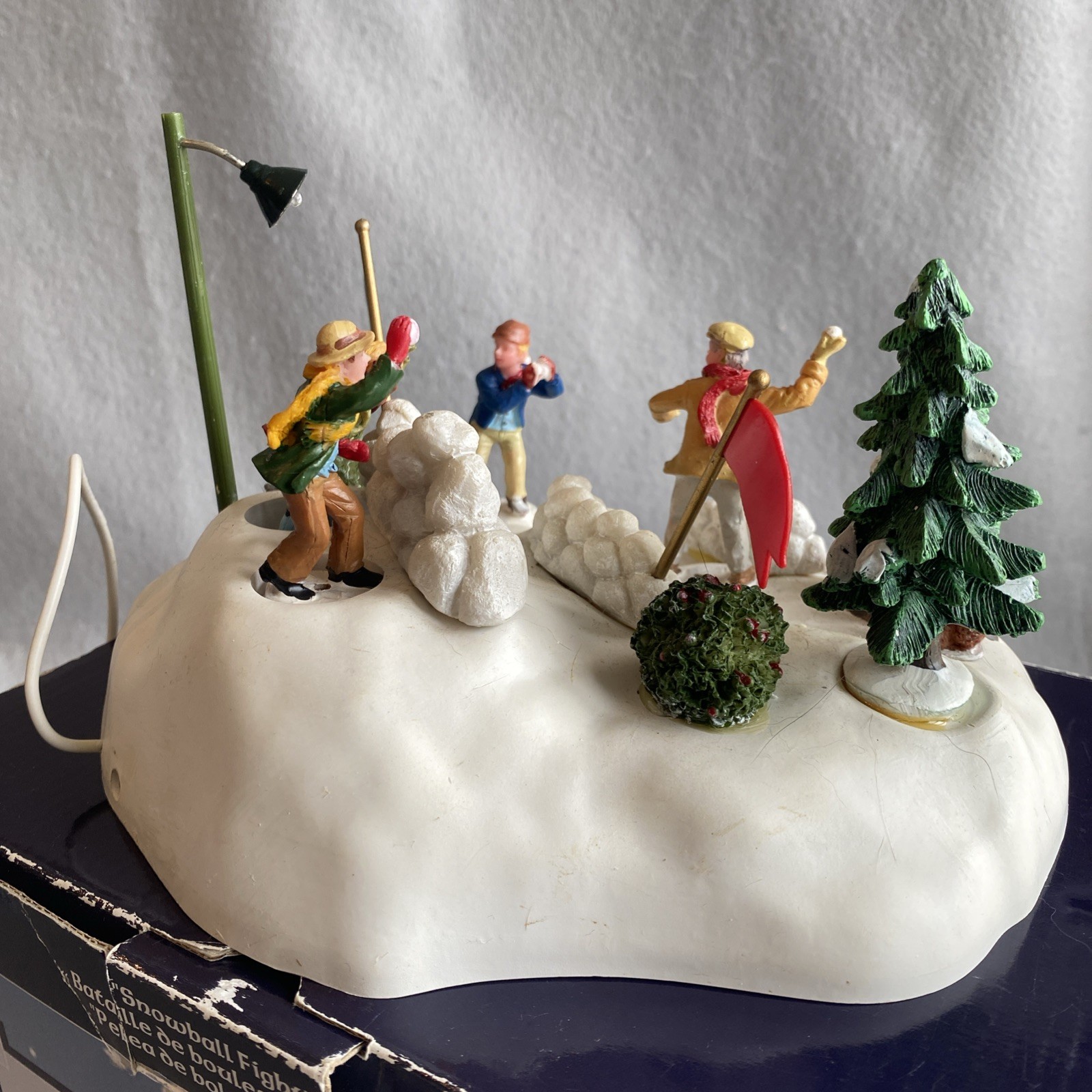 Lemax Carole Towne Snowball Fight! Lighted & Animated #84841 Missing Power Cord