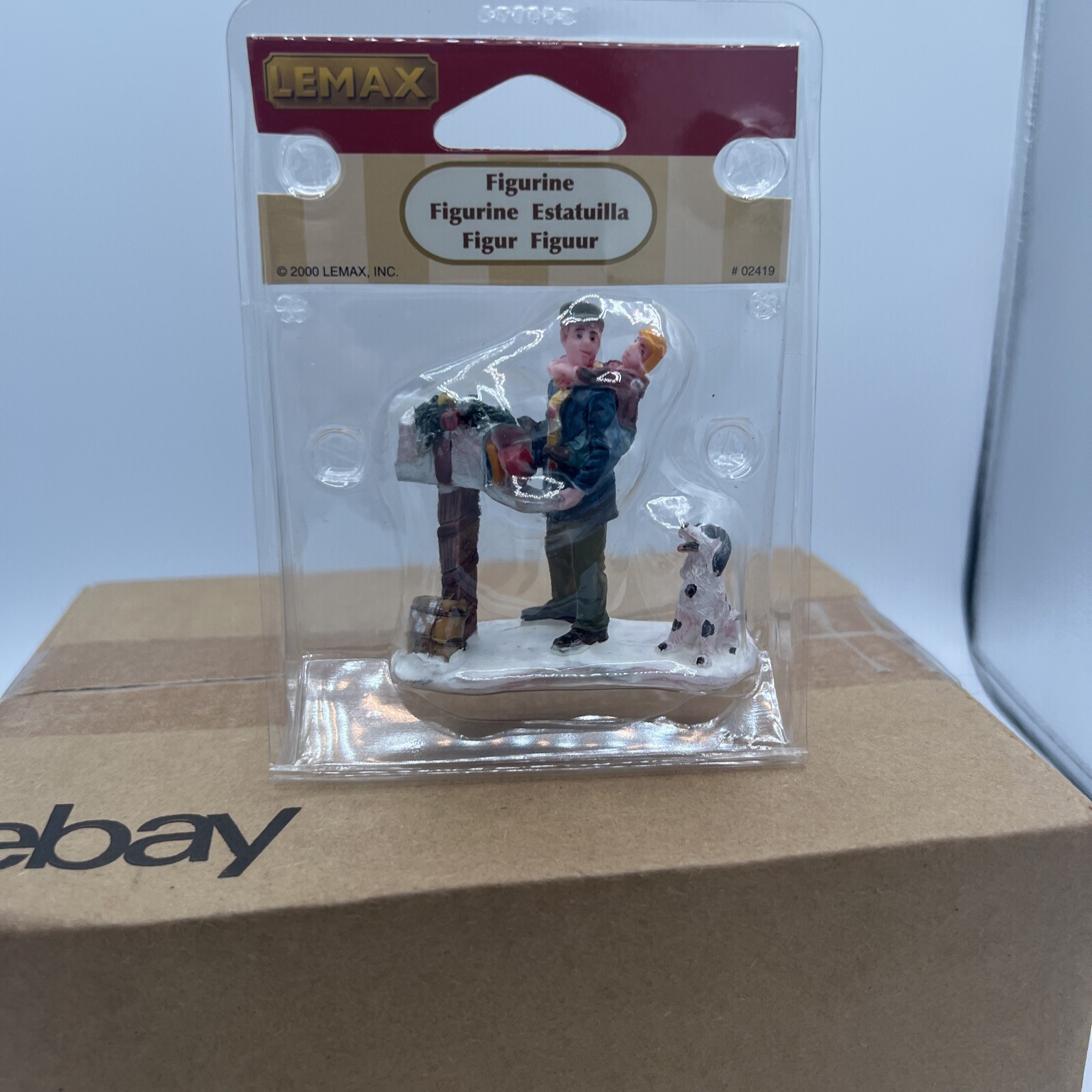 2000 LEMAX Polyresin Figurine “Anything For Me?” (Man, Boy & Dog), # 02419, NIB