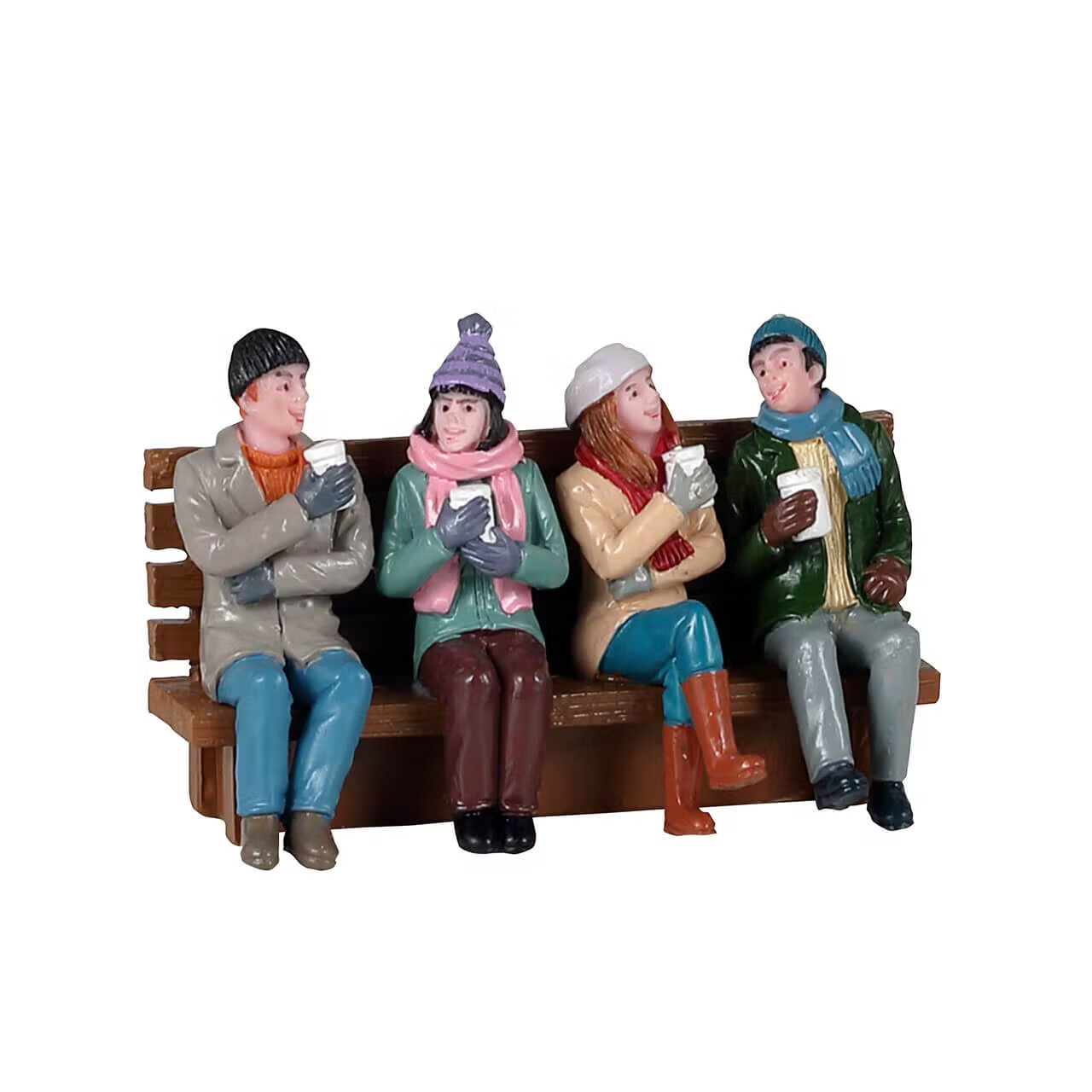 Lemax 2021 Coffee And Friends General Products #12040 Four Friends Wooden Bench