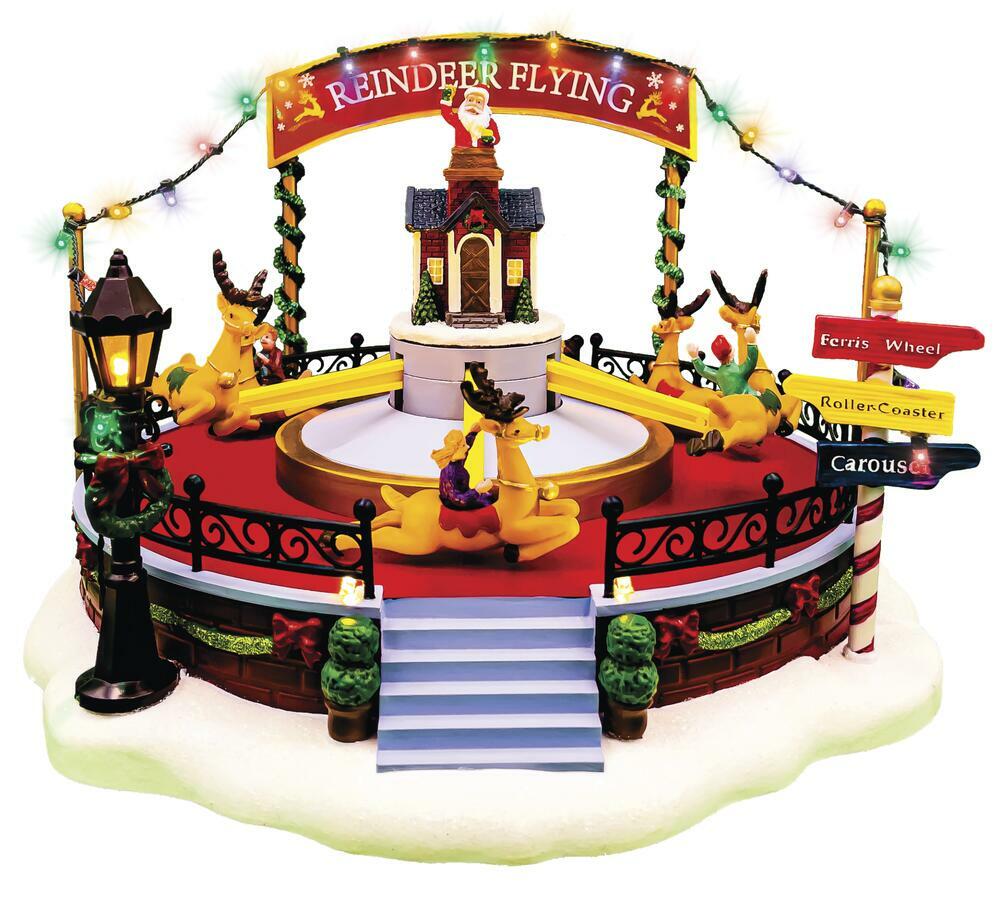 Enchanted Forest ~ Reindeer Flying Prelit Village Carnival Ride