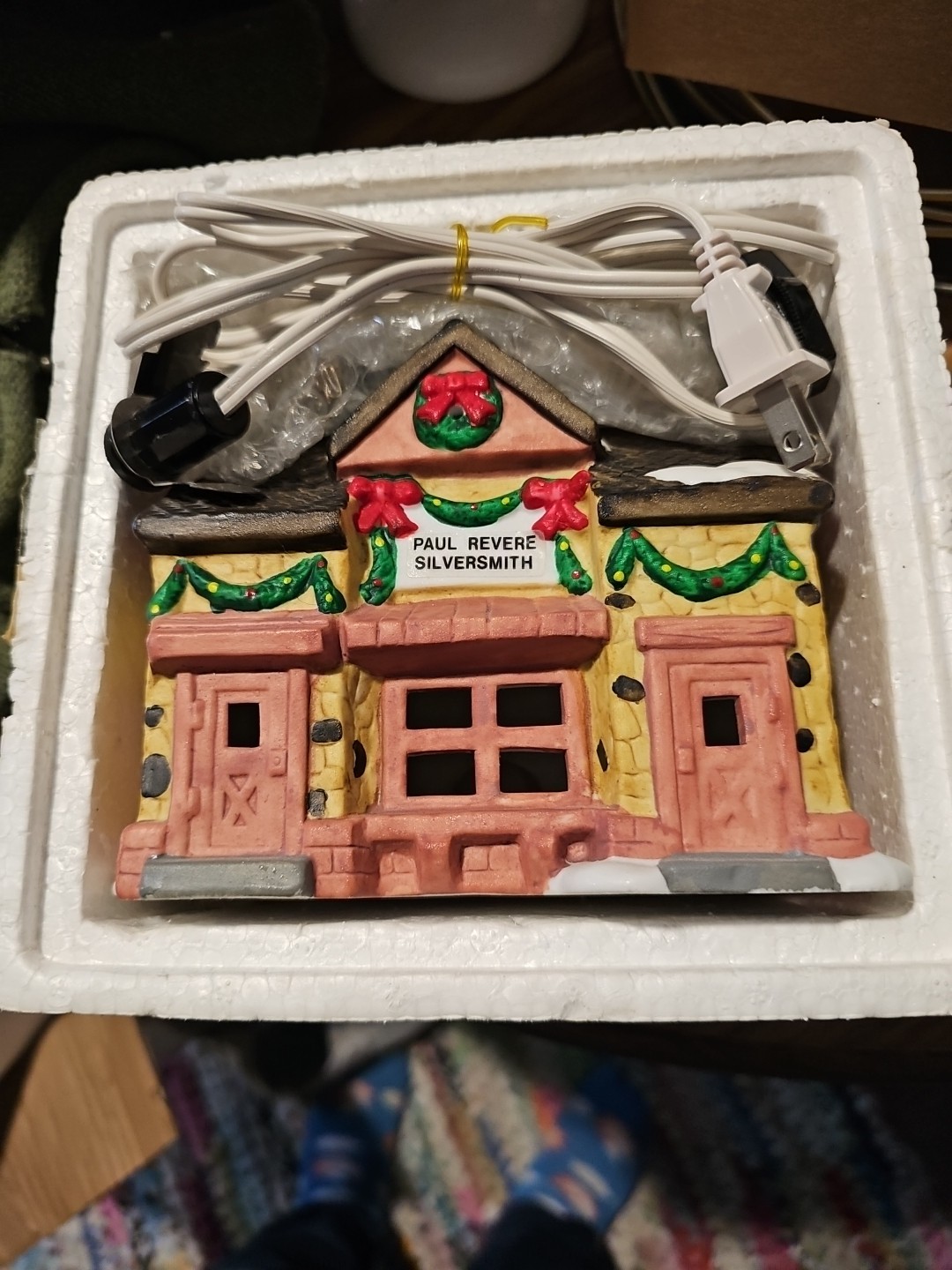 Christmas Porcelain Lighted “Paul Revere Silversmith” Shop, Colonial American