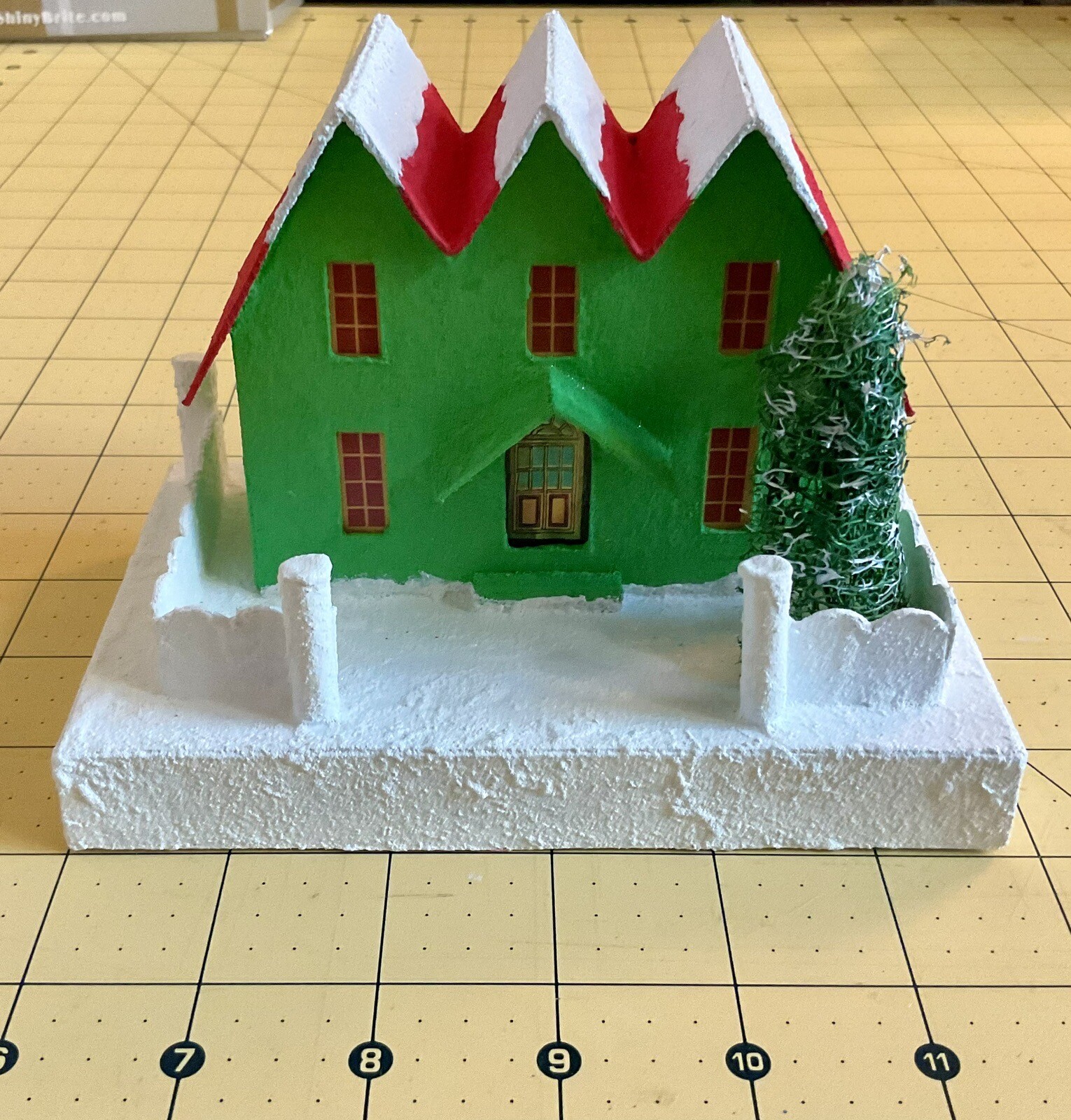Handmade Putz Glitter House 1940’s Retro Style Cardboard House #4