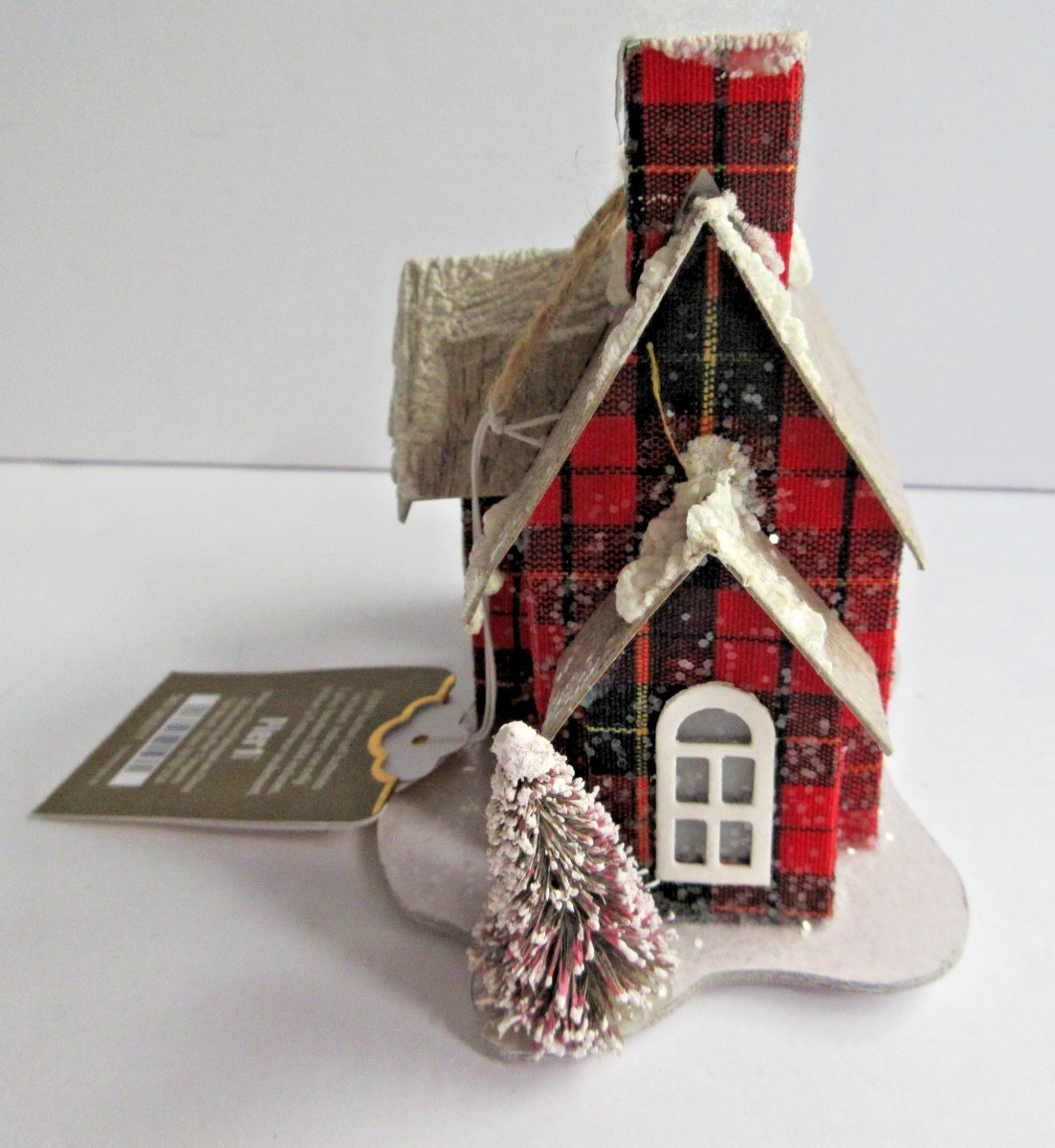 Christmas House Glitter Putz Cardboard Bottle Brush Trees Ornament Lights Up LED