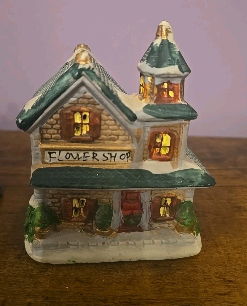 Christmas Village Town Hall Pet Shop Flower Shop