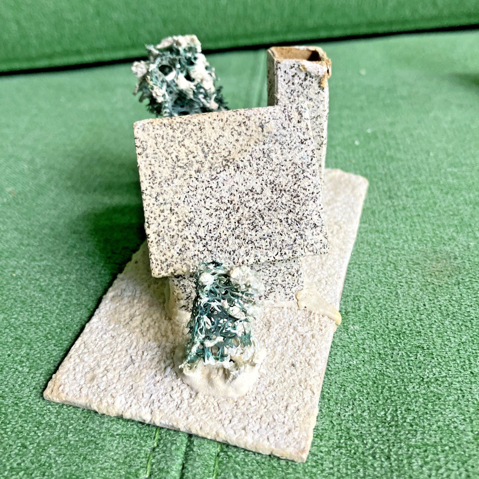 3 VTG Christmas Putz Houses, Cardboard w Mica Glitter, Windows, Trees