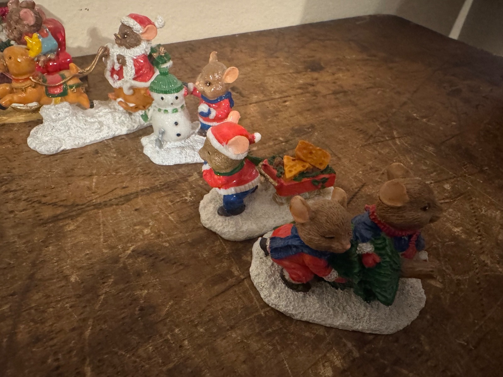 Vintage Christmas Village mouse Figures Lot Of 16
