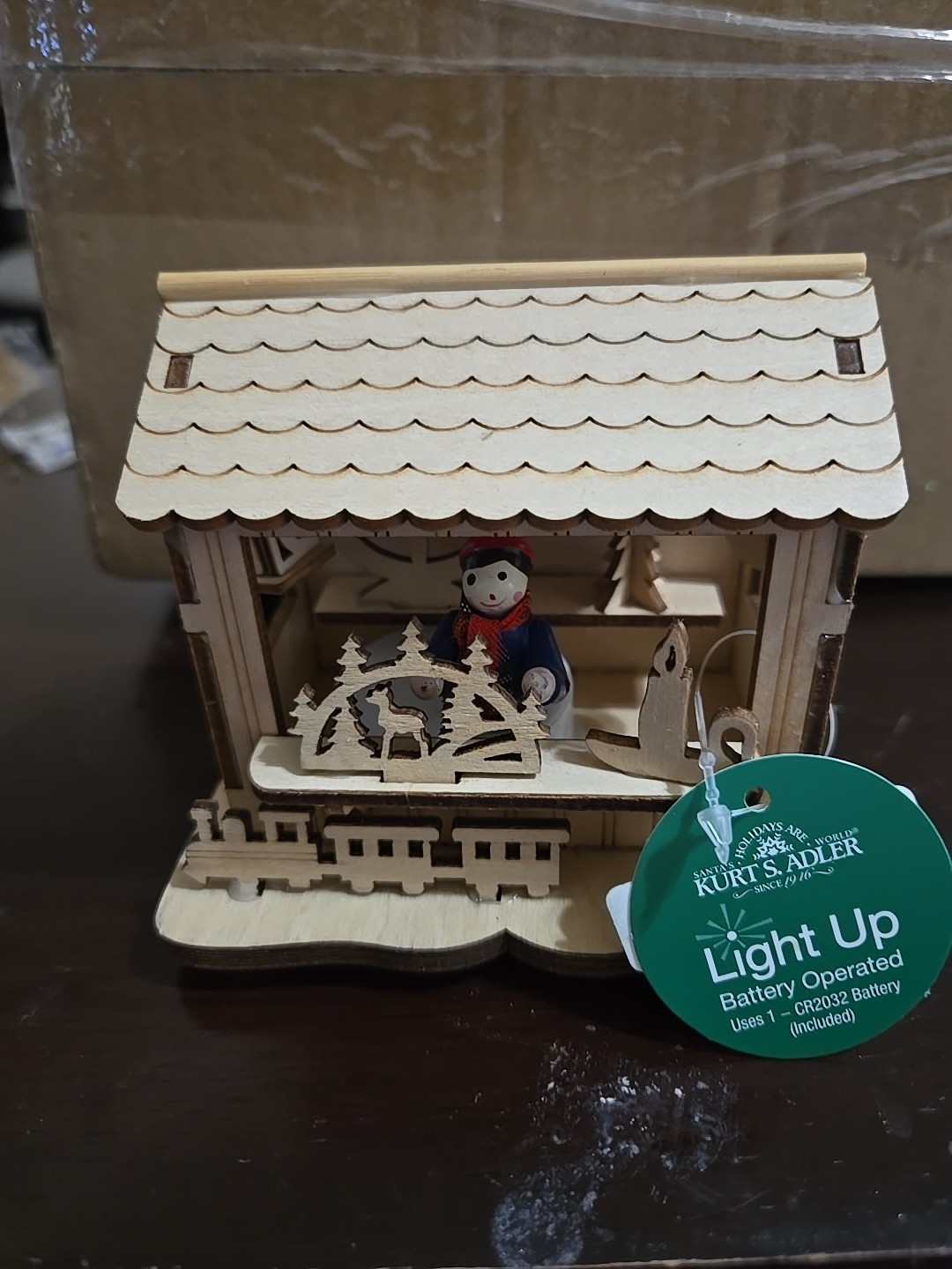 LED Wooden House Table piece Kurt Adler 3.5″