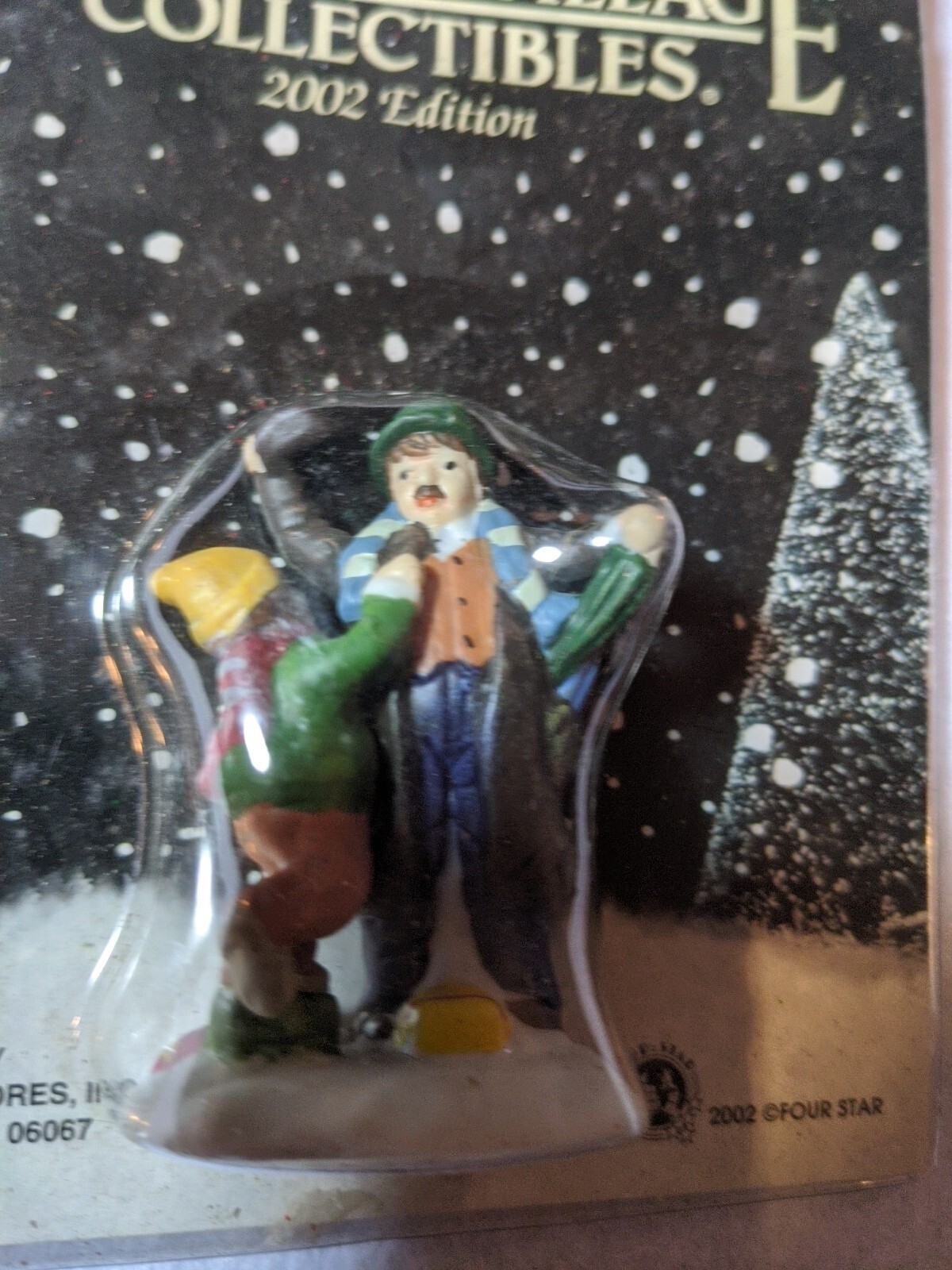 Victorian Village Collectibles Christmas 2002 Victorian Man + Young Girl Playing