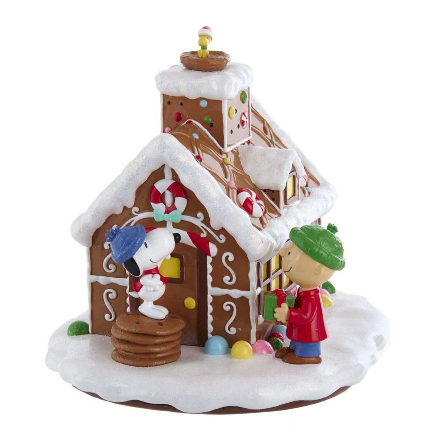 Peanuts Kurt Adler Battery-Operated LED Gingerbread House Table Piece 5.5in