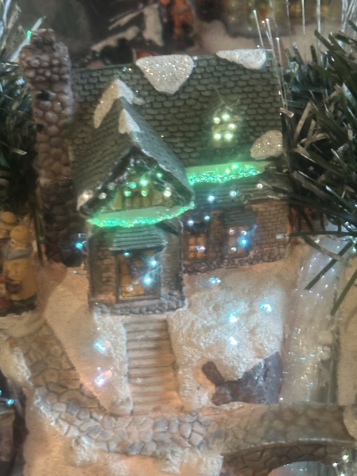 Puelo Fiber Optic Color Changing Christmas Village Vintage Christmas Decor