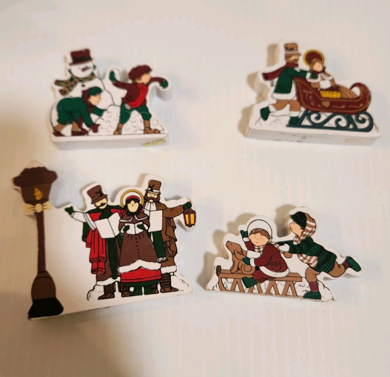 15pc Vintage Wood Christmas Houses, Stores, Barn, Trees, People Made In Taiwan