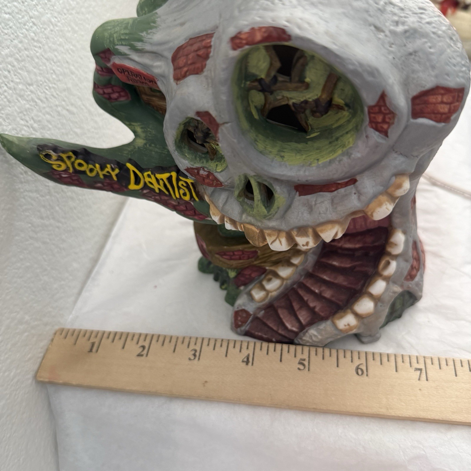Vintage Collins Spooky Dentist Halloween Lighted Ceramic Skull Village House