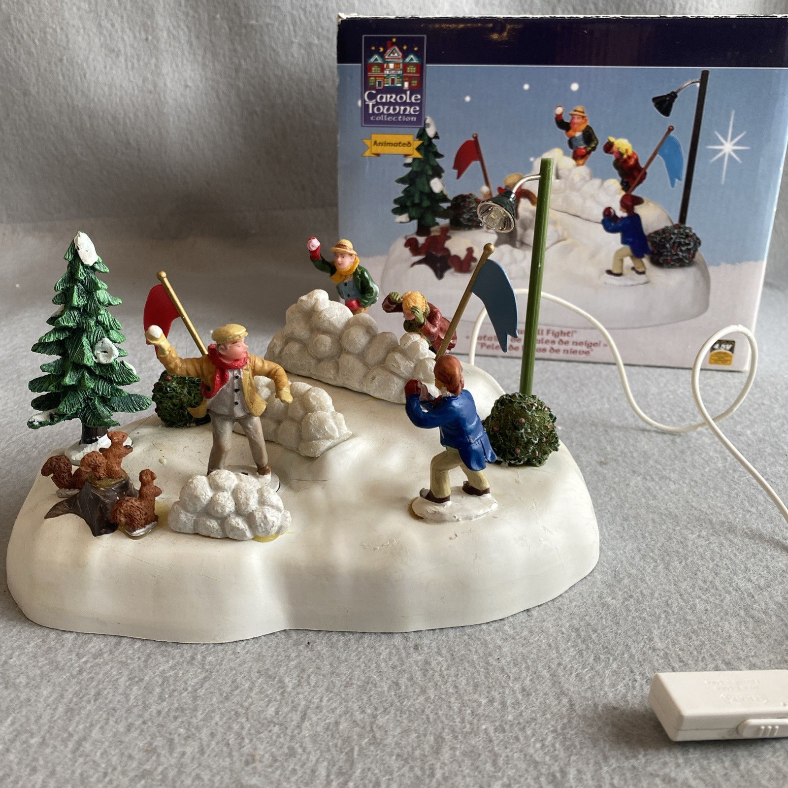 Lemax Carole Towne Snowball Fight! Lighted & Animated #84841 Missing Power Cord