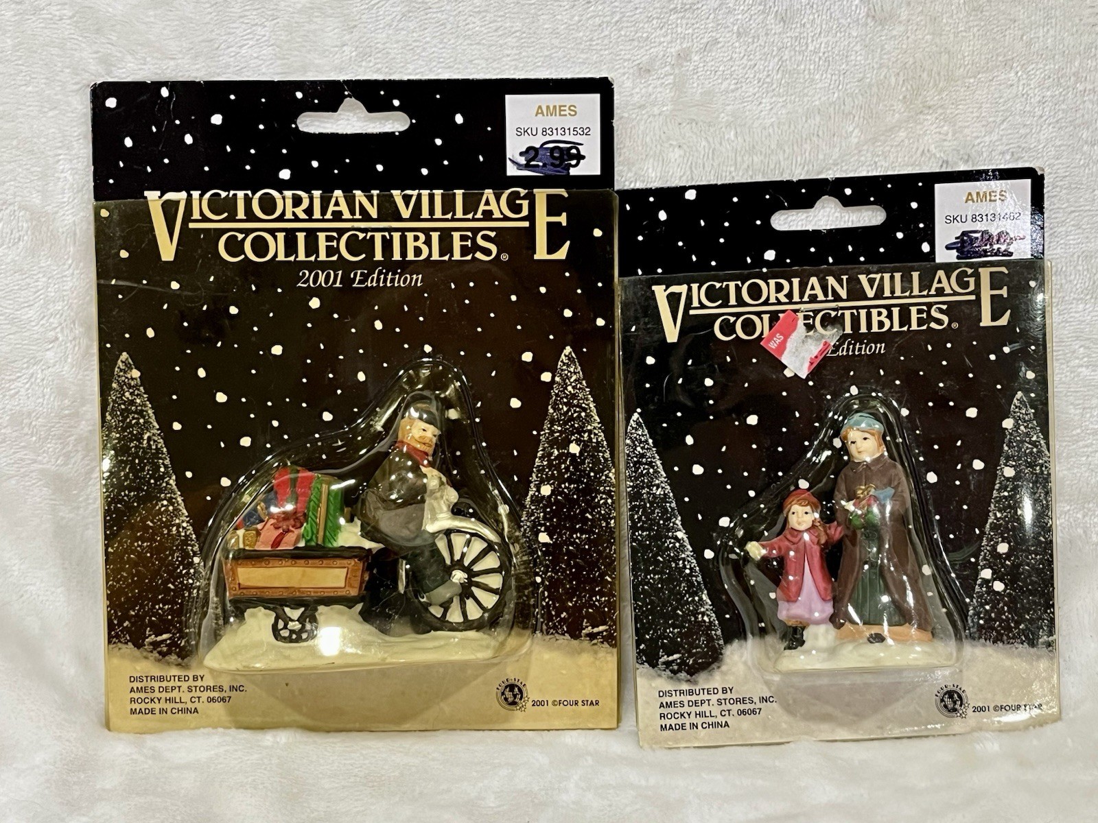 Victorian Village Collectibles Figurine 2001 Mother Daughter Bike Christmas