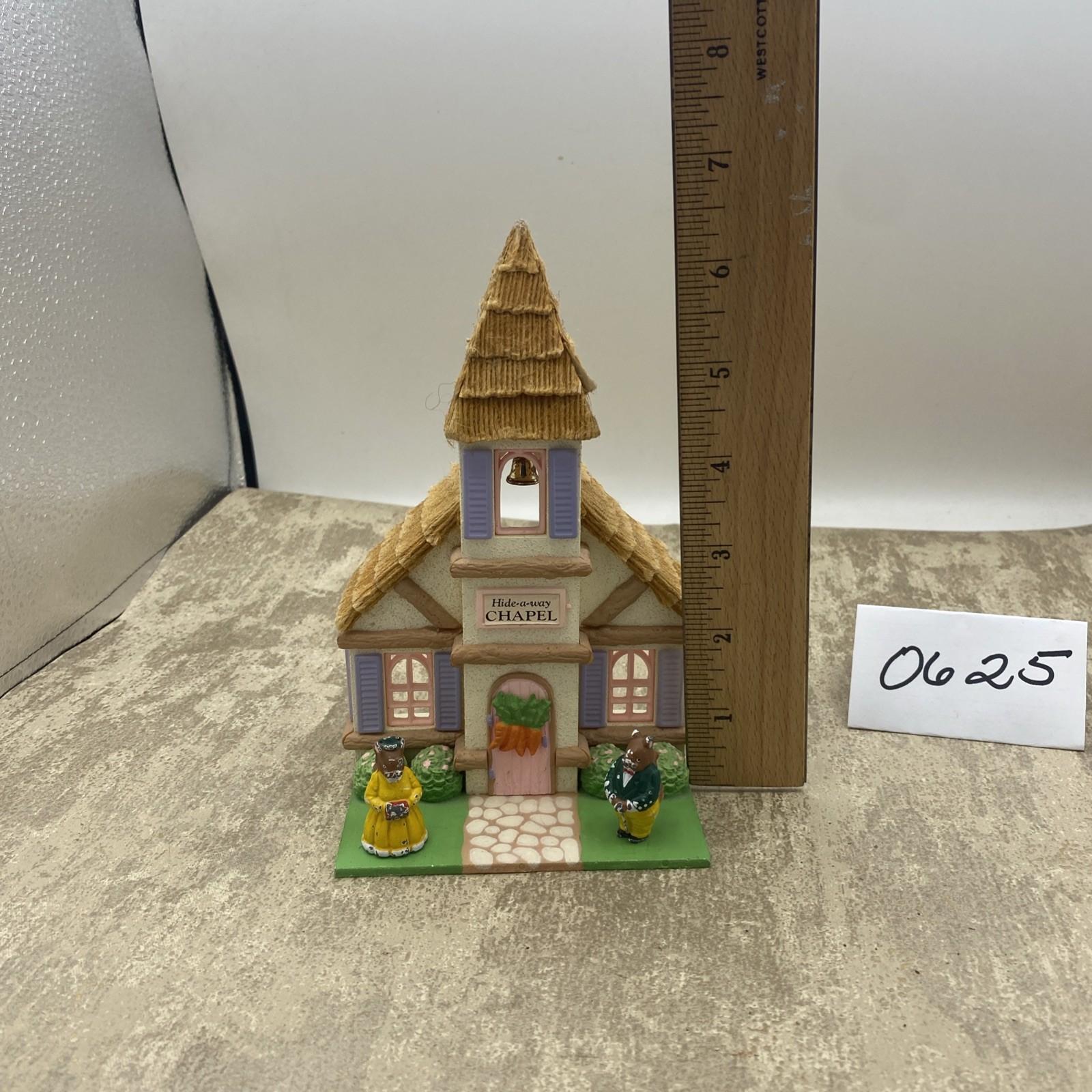 Hide-A-Way Chapel Miniature Easter Village House Collectible Dept 56 W/2 Squi