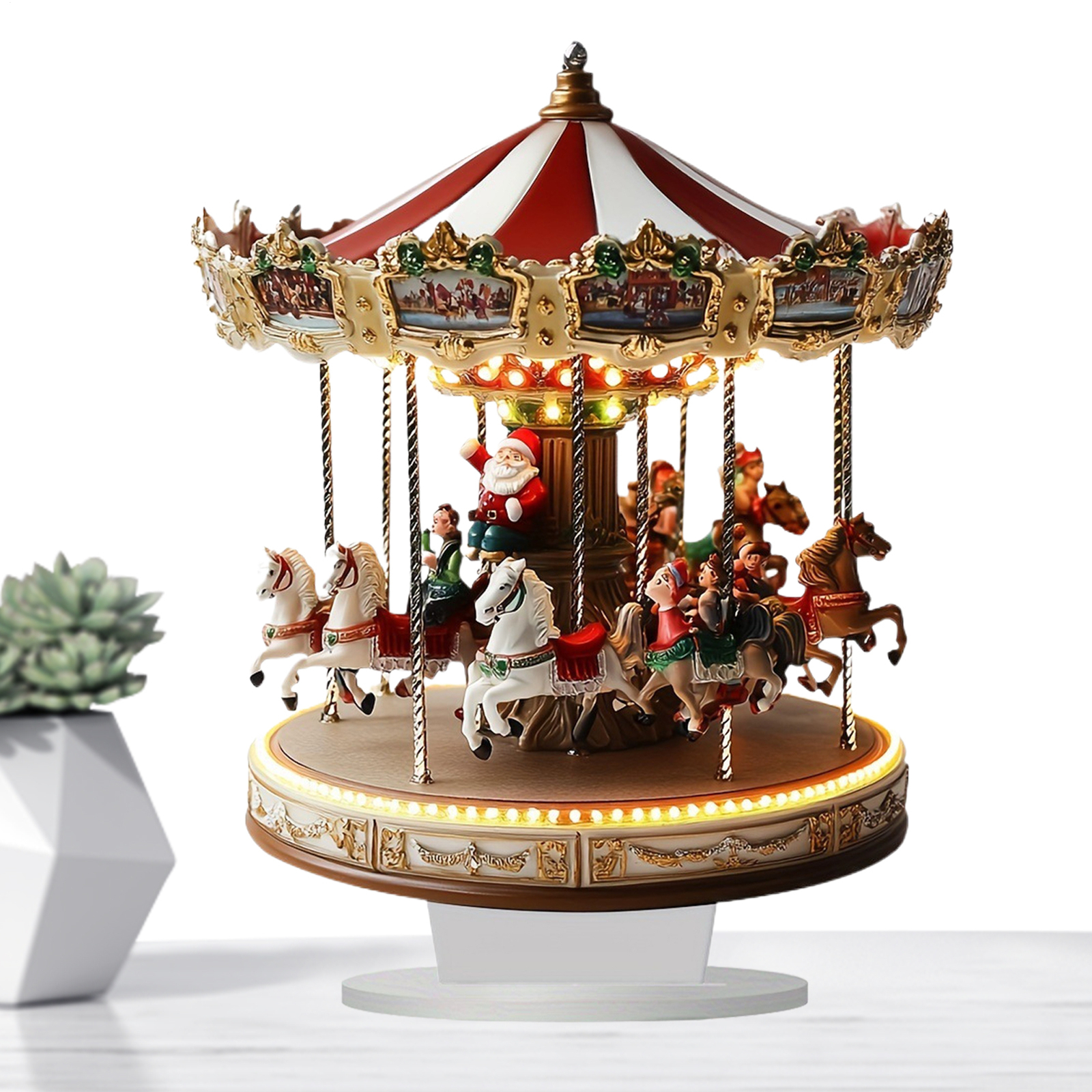 2D Traditional Carousel Christmas Decor Merry Go Round Holiday Ornament