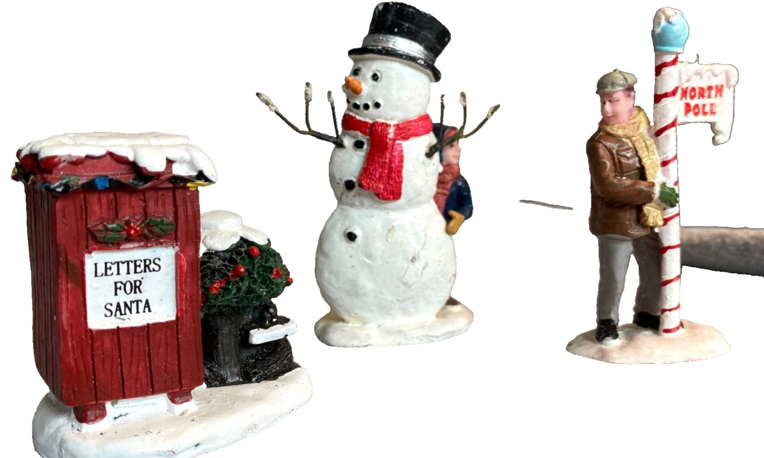 Lemax 3 Christmas Village Pieces Letters for Santa Snowman Child Man N. Pole