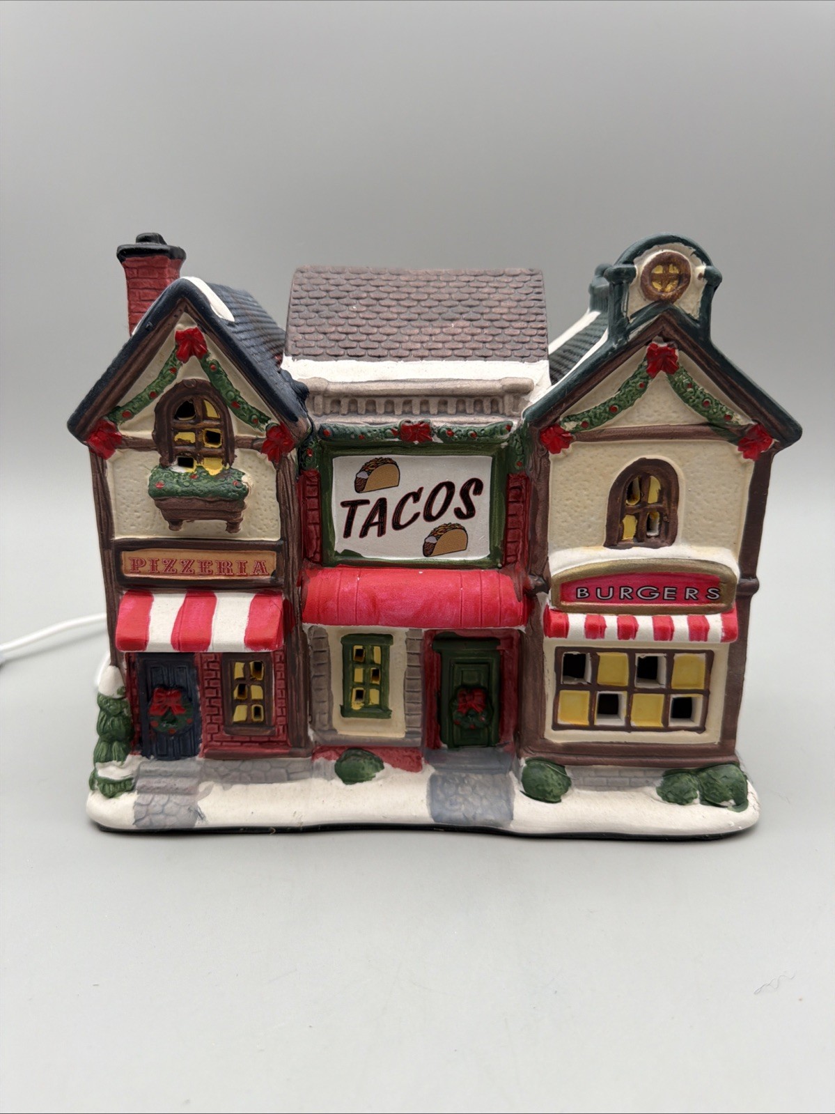 Holiday Time Victorian 2023 Pizza Tacos & Burgers Christmas Village EUC