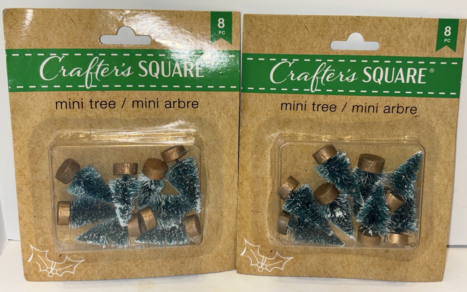 CRAFTER’S SQUARE Green Sisal Bottle Brush Flocked 1.5” Village Platform 16 Trees