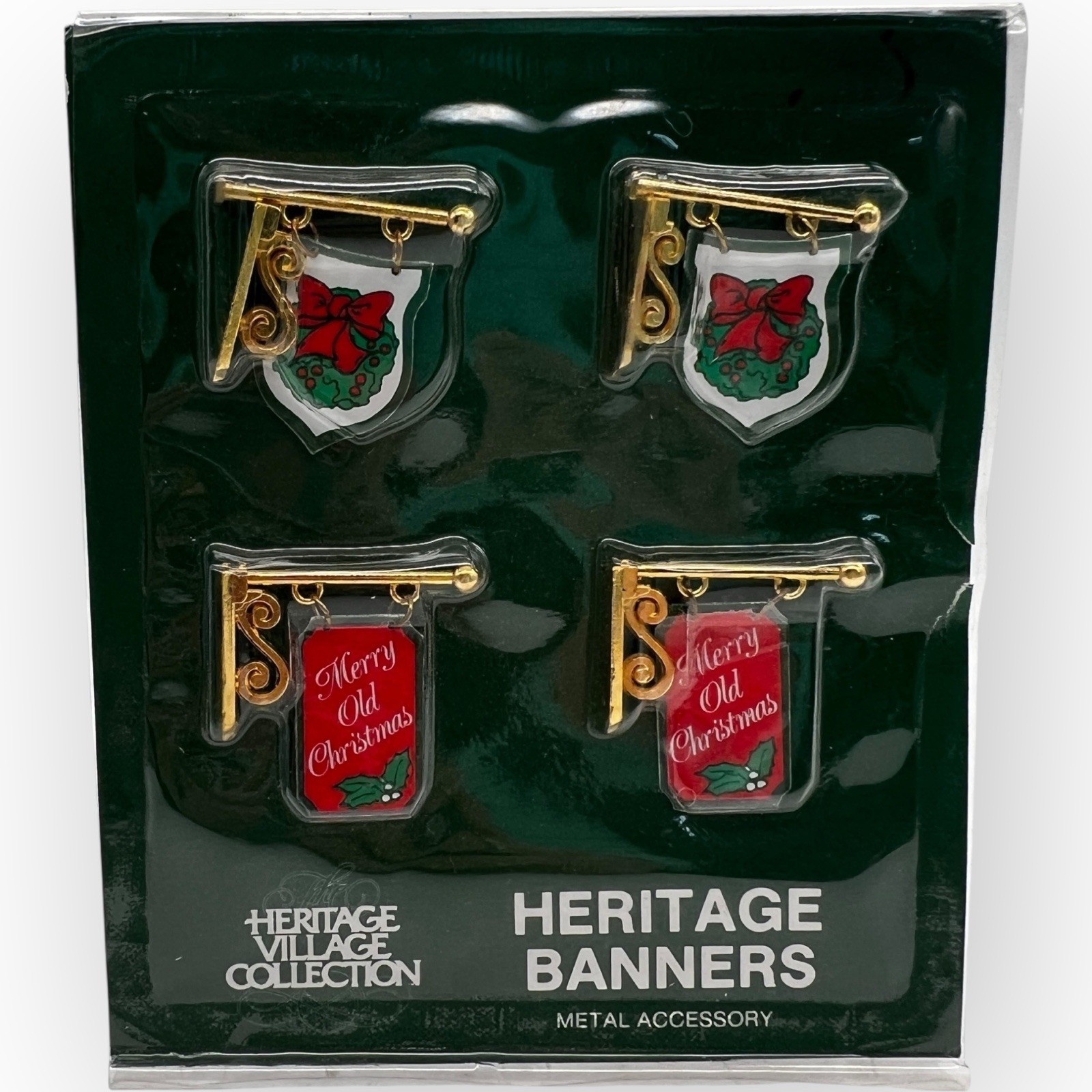 NEW Dept 56 Heritage Village Town Collection Banner Signs Metal Christmas 5526-3