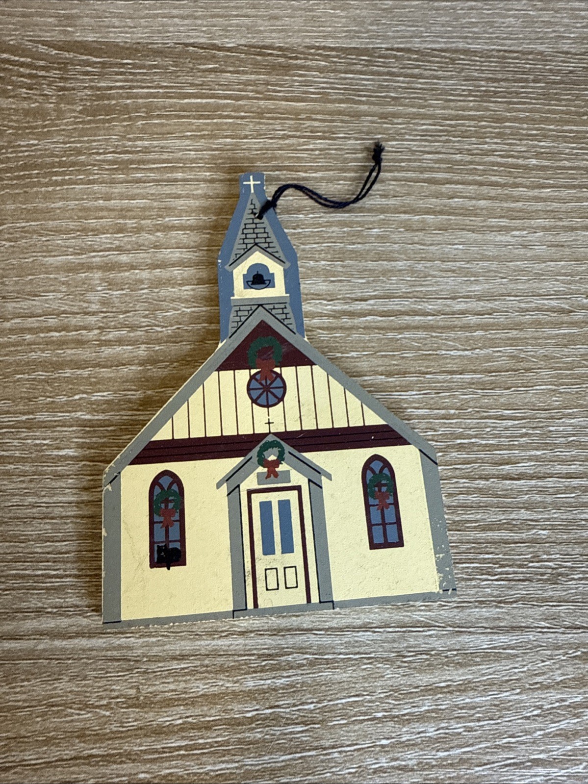 Lot Of 7 The Cats Meow Wooden Ornaments Houses, Christmas Shop, Country Store