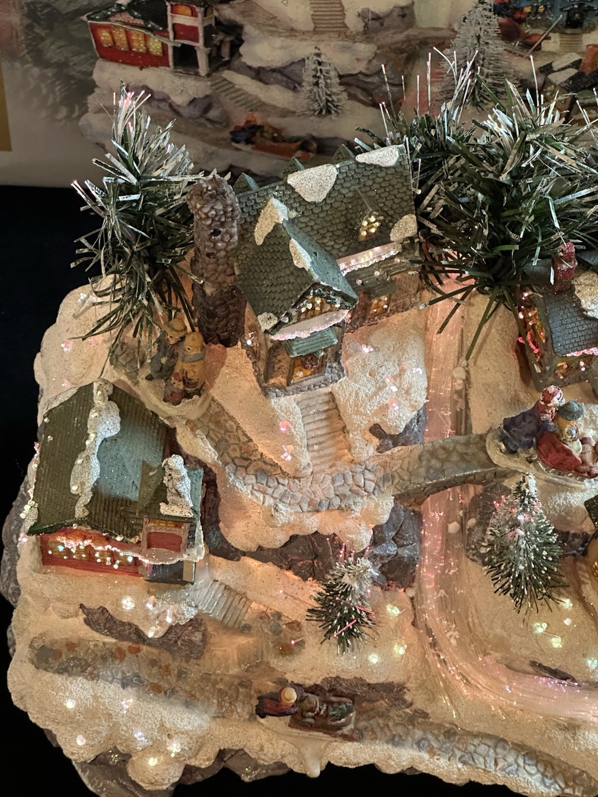 Puelo Fiber Optic Color Changing Christmas Village Vintage Christmas Decor
