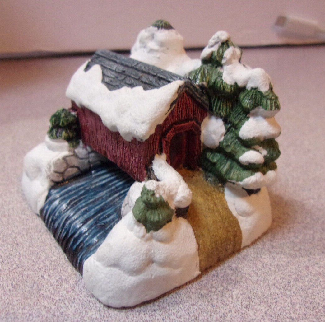 1989 RSVP American Rustic Series Hand Painted Covered Bridge w/Box Christmas Vtg