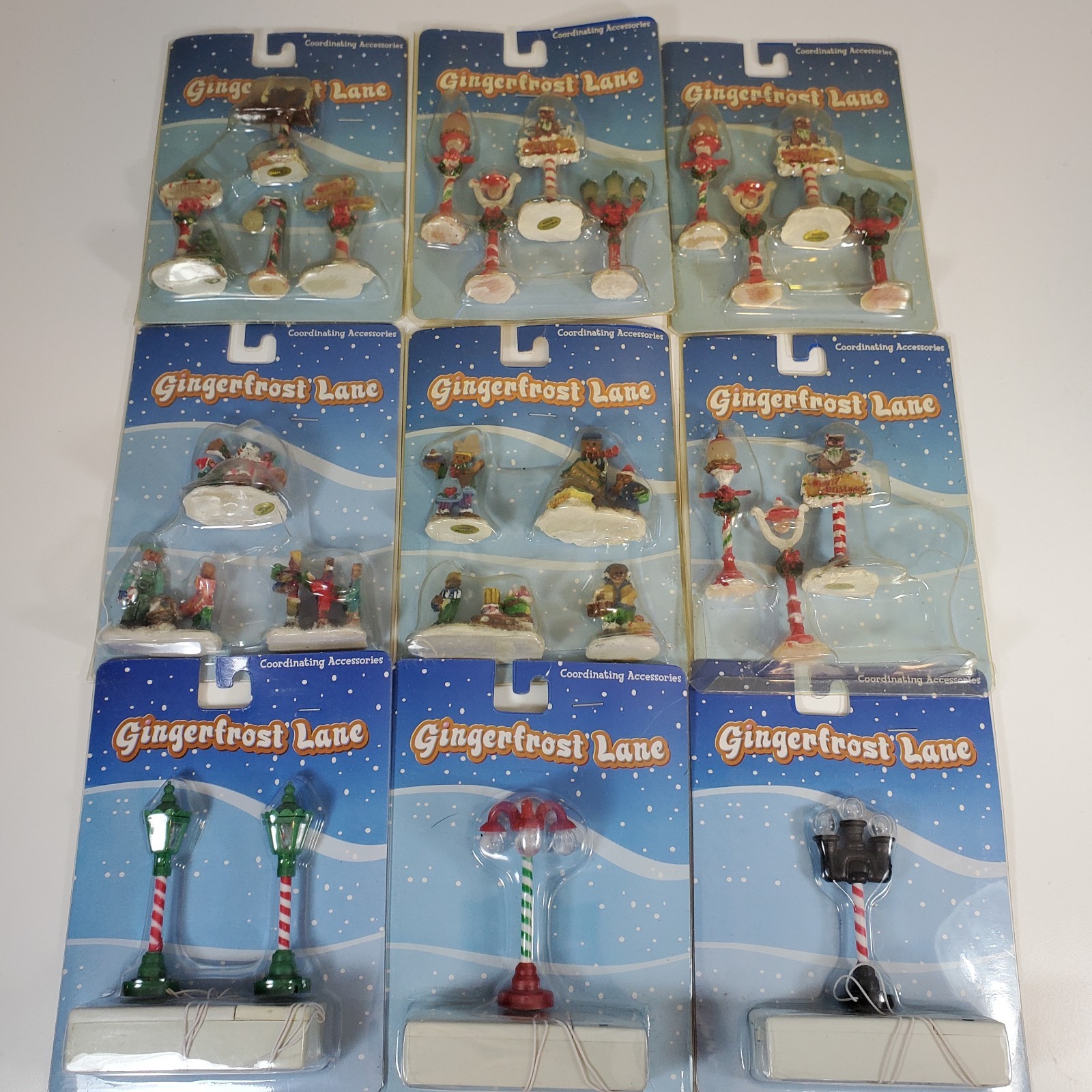 9 Gingerfrost Lane Coordinating Accessories Lot Christmas Lamp Posts Snowman +