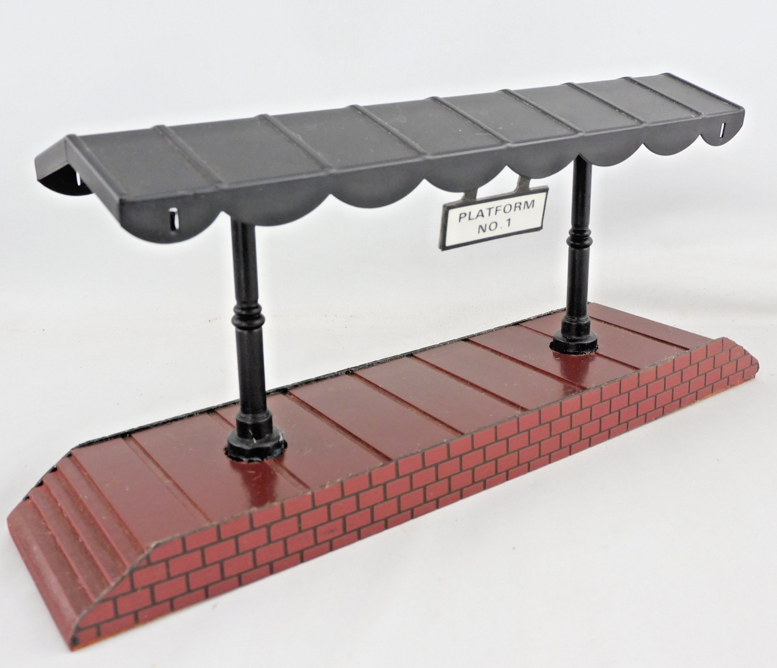 Train Station Platform No. 1 Vintage Metal Christmas Village Accessory 9″L 4″H
