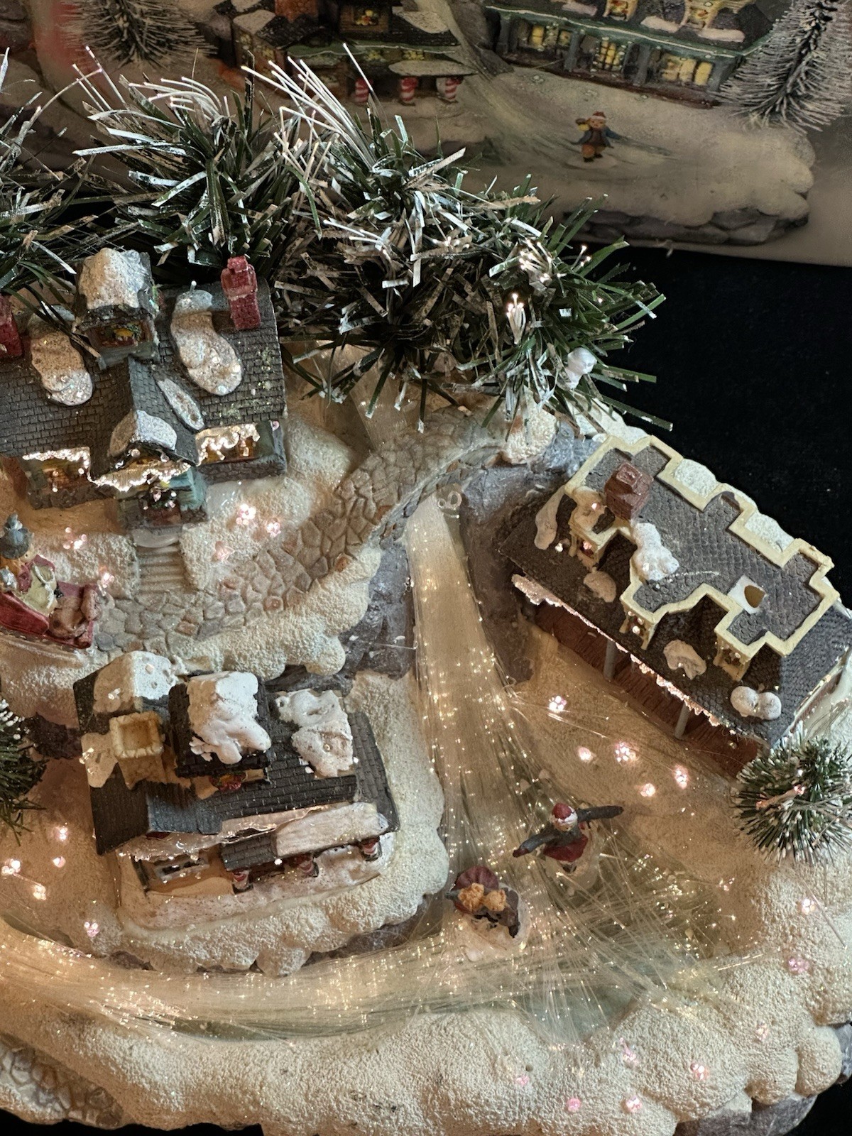 Puelo Fiber Optic Color Changing Christmas Village Vintage Christmas Decor