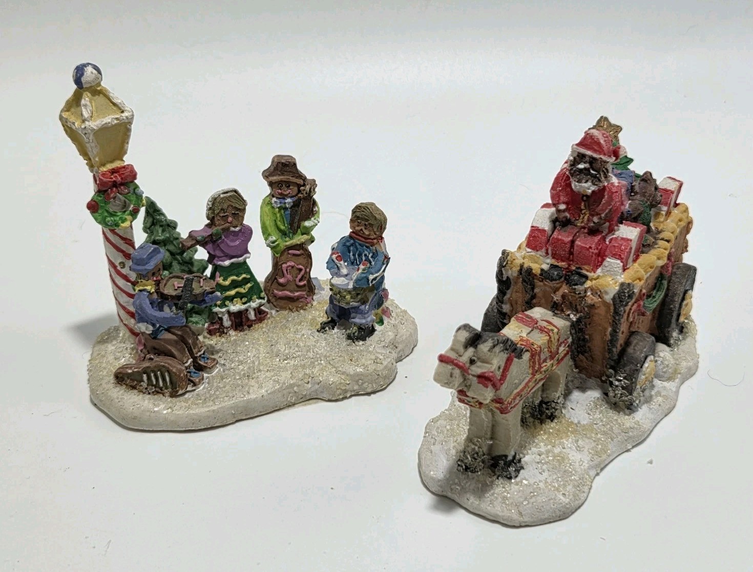 VTG 7 Gingerfrost Lane Gingerbread Figurines Families Ice Skating Caroling Santa