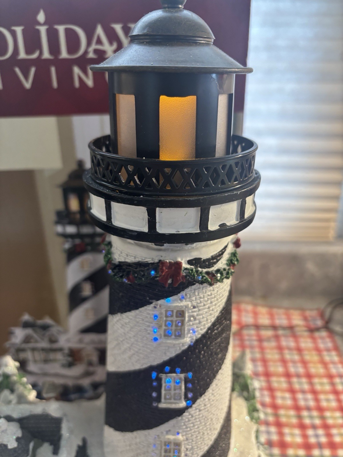 Holiday Lighthouse Christmas Fiber Optics Lights WORKS! Includes Adapter