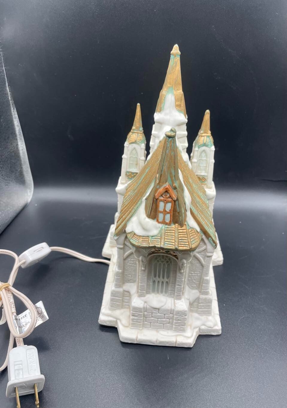 Vintage 1993 Mercuries USA Porcelain Christmas Village Victorian Church Lights