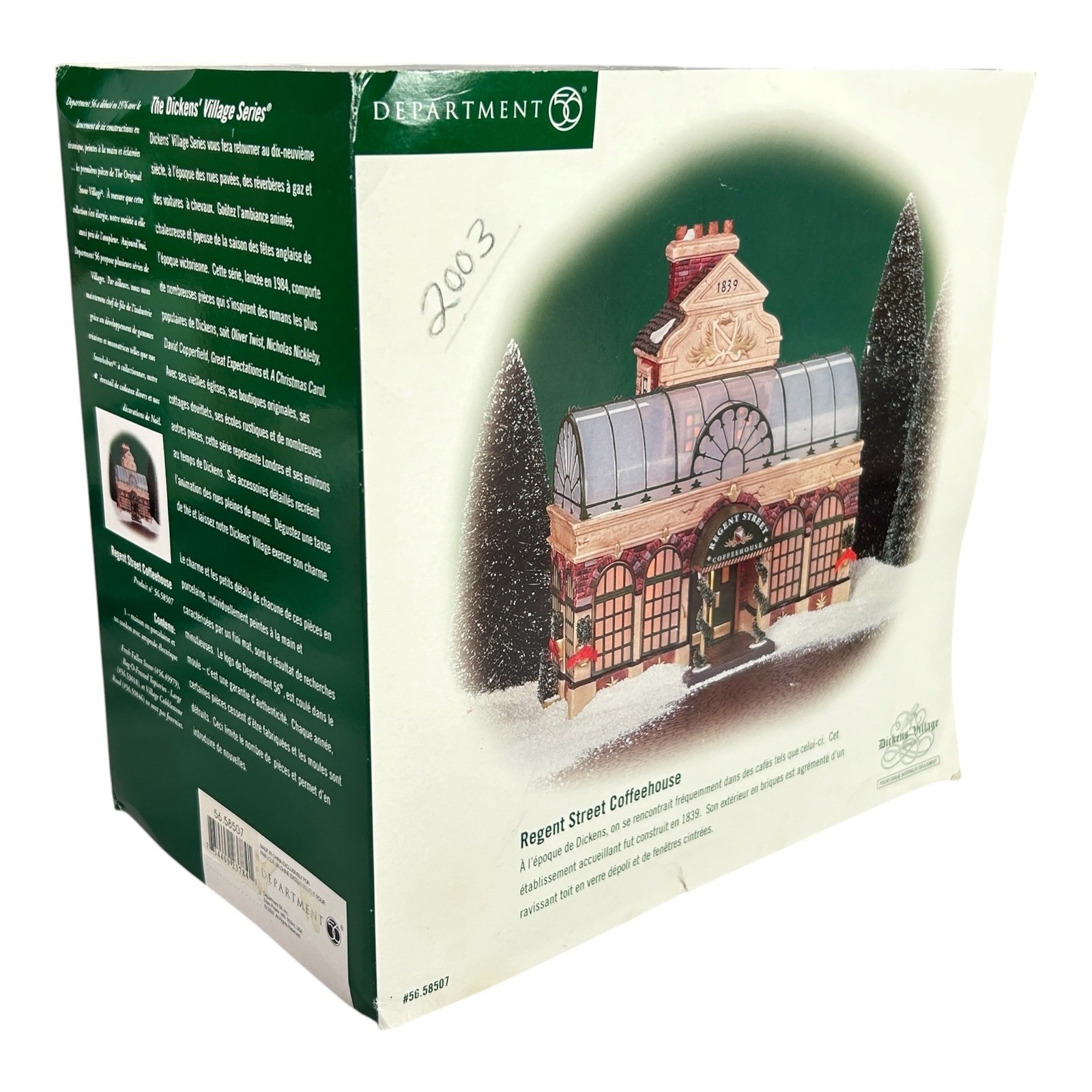 Department 56 Regent Street Coffeehouse Dickens Village 2002 Box Light Cord EUC
